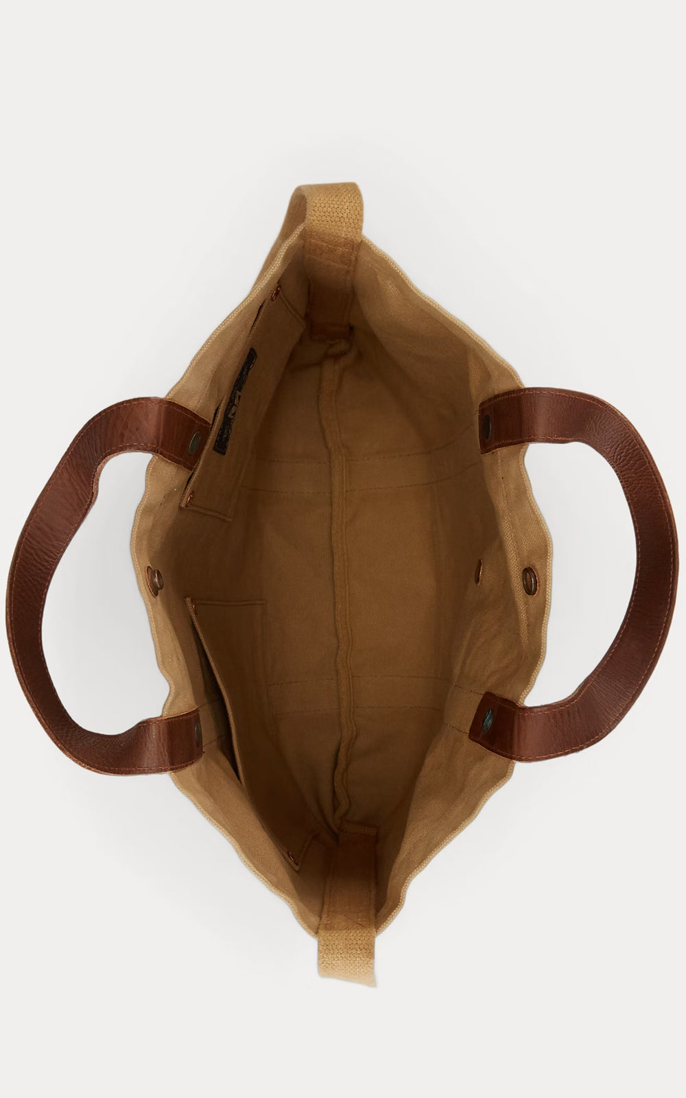 RRL Leather-Trim Canvas Tote Khaki/Brown