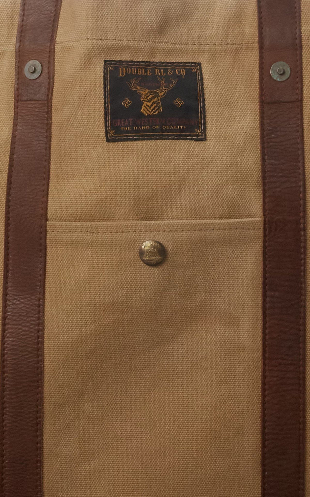 RRL Leather-Trim Canvas Tote Khaki/Brown