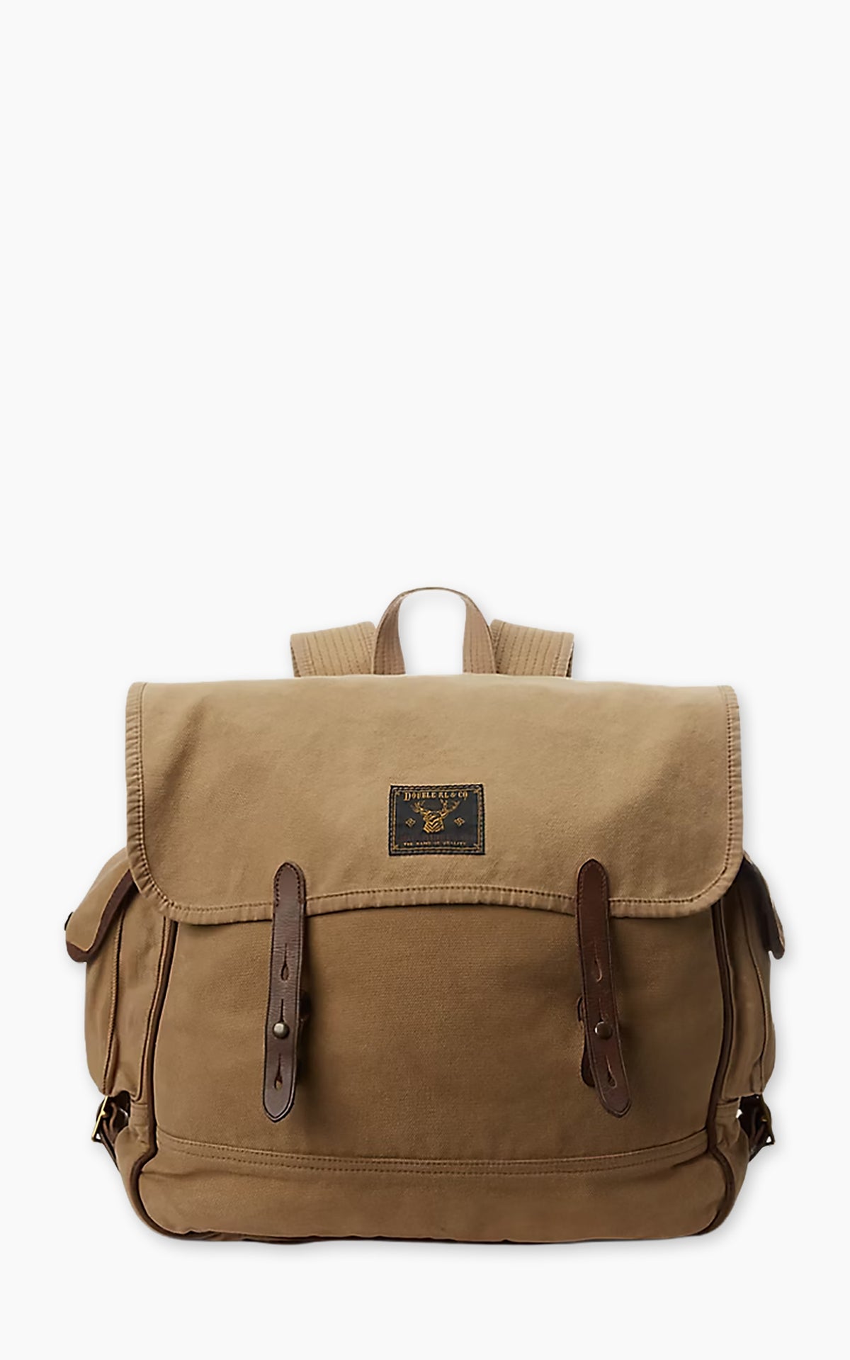 RRL Leather-Trim Canvas Backpack Khaki/Brown