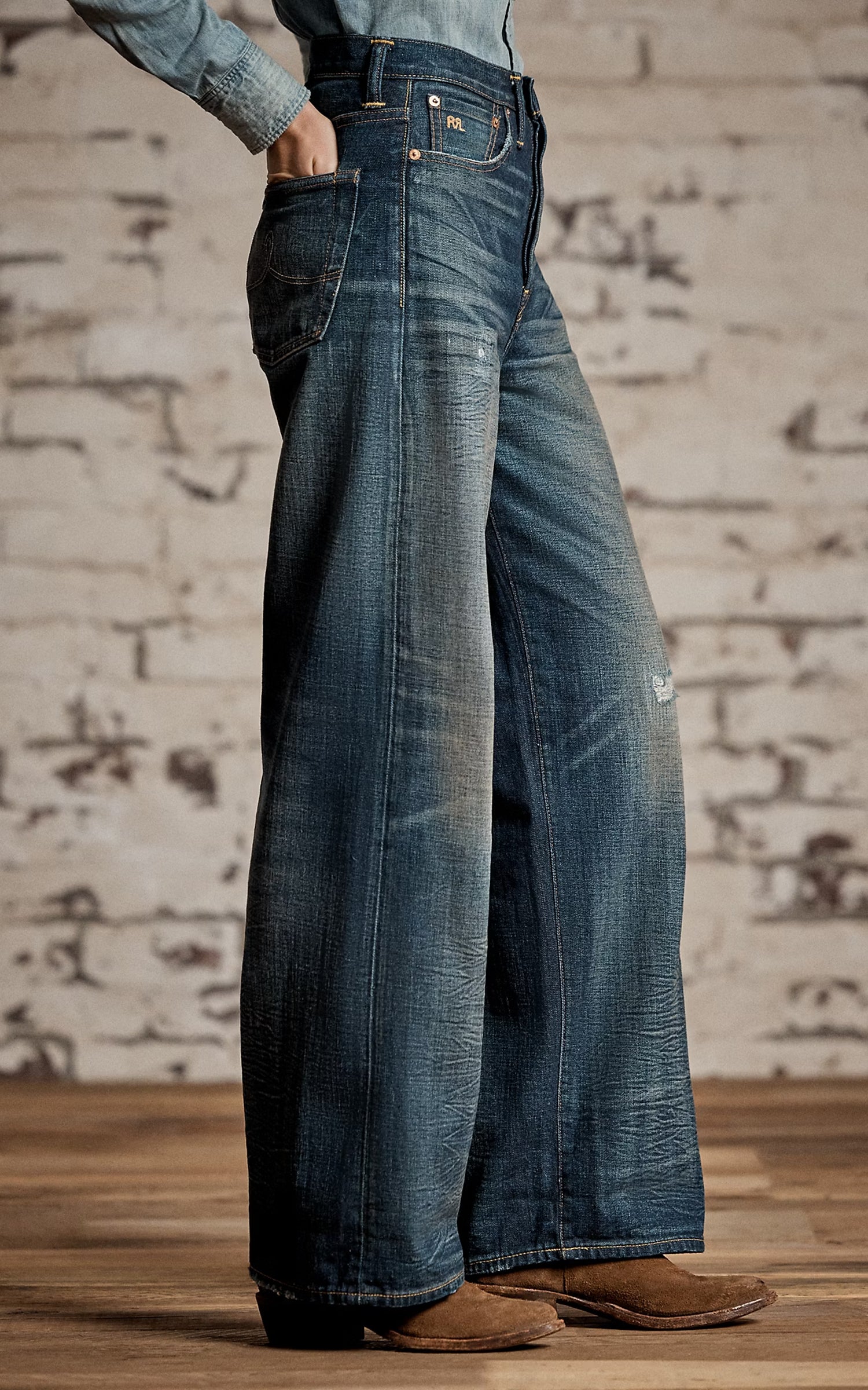RRL Vintage Wide Fit Distressed Kenley Jean Kenley Wash