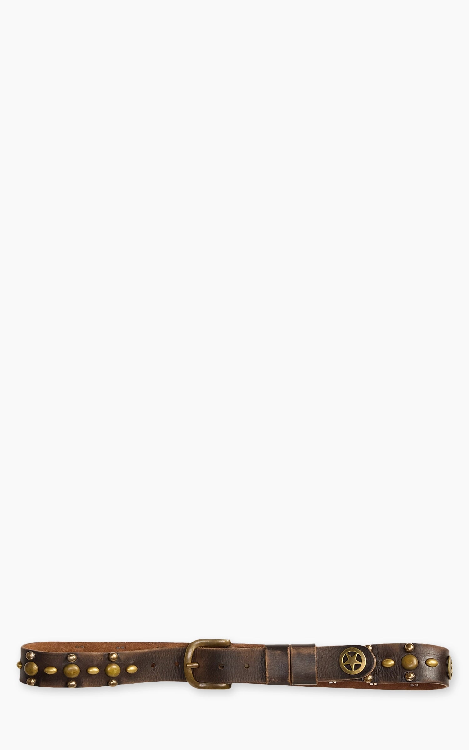 RRL Studded Leather Belt Black Over Brown/Brass