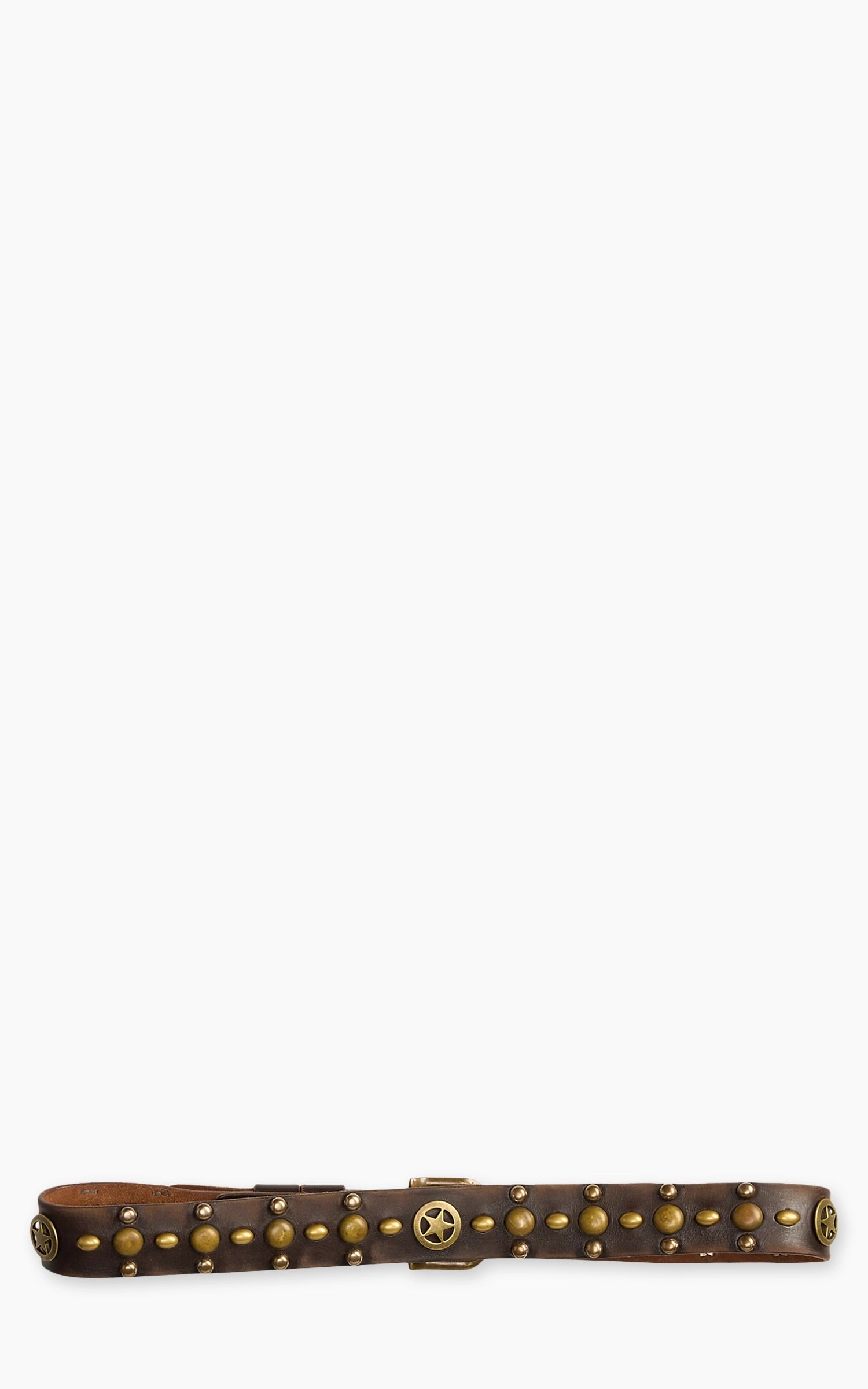 RRL Studded Leather Belt Black Over Brown/Brass