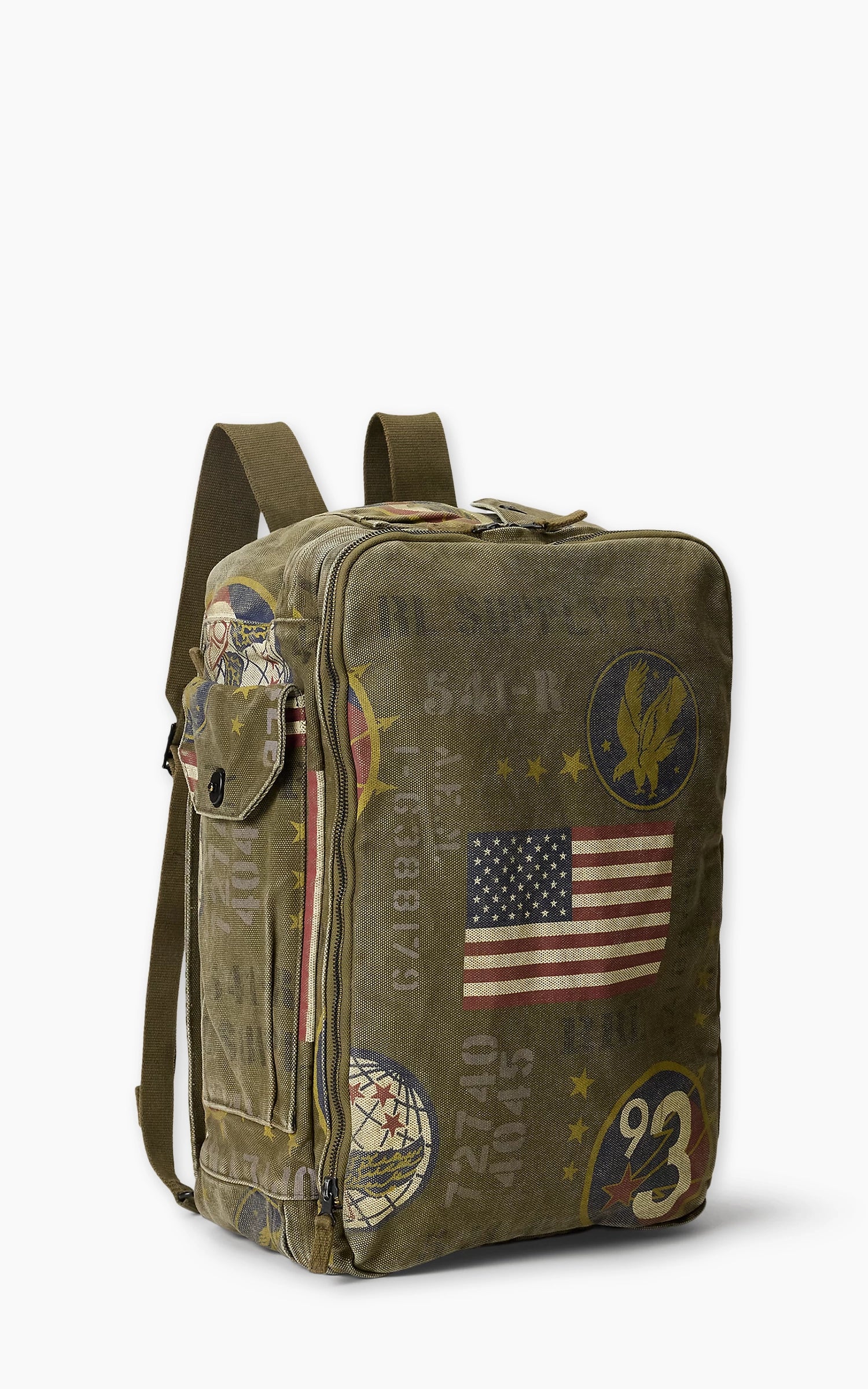 RRL Canvas Graphic Backpack Olive Drab/Multi