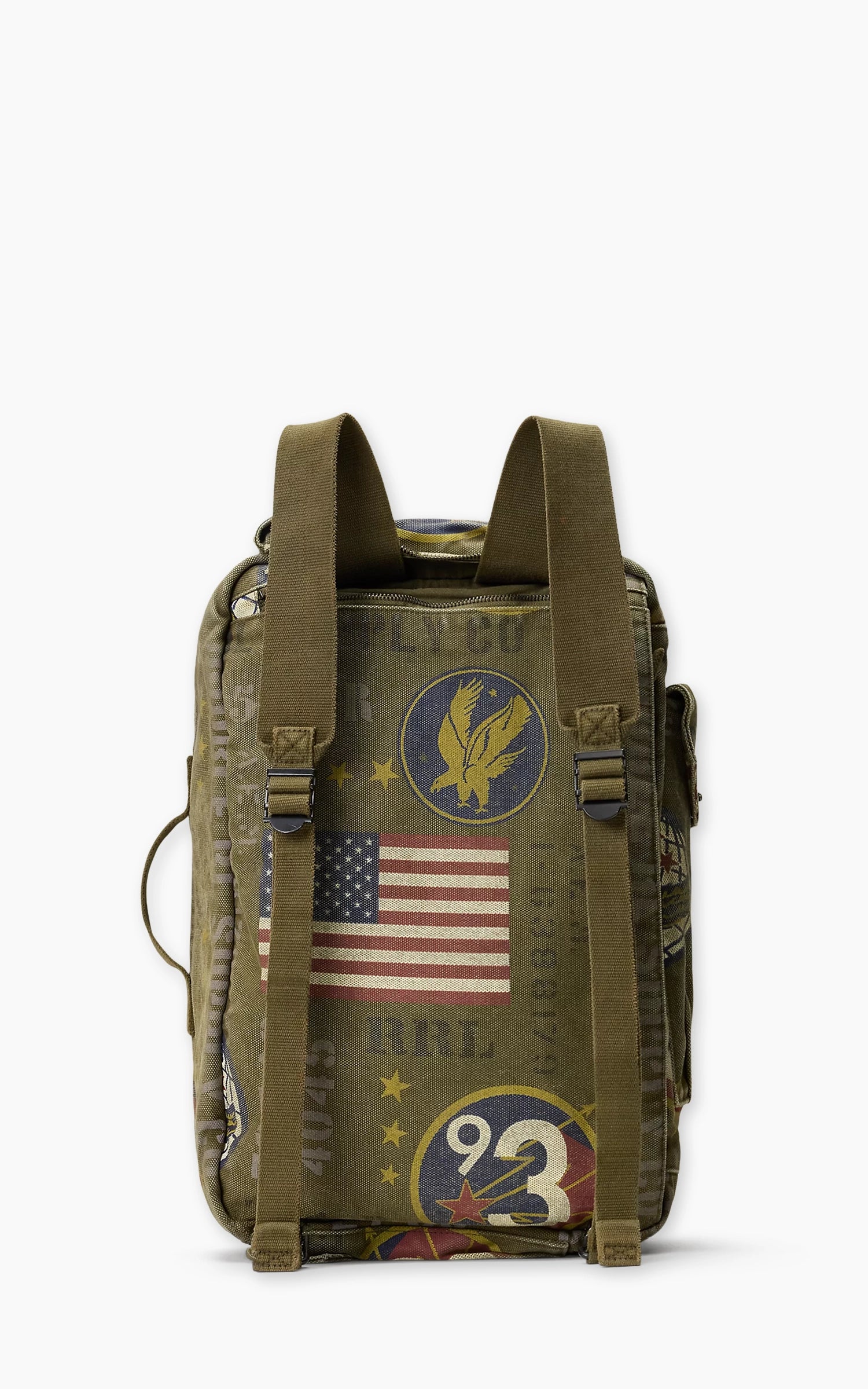 RRL Canvas Graphic Backpack Olive Drab/Multi