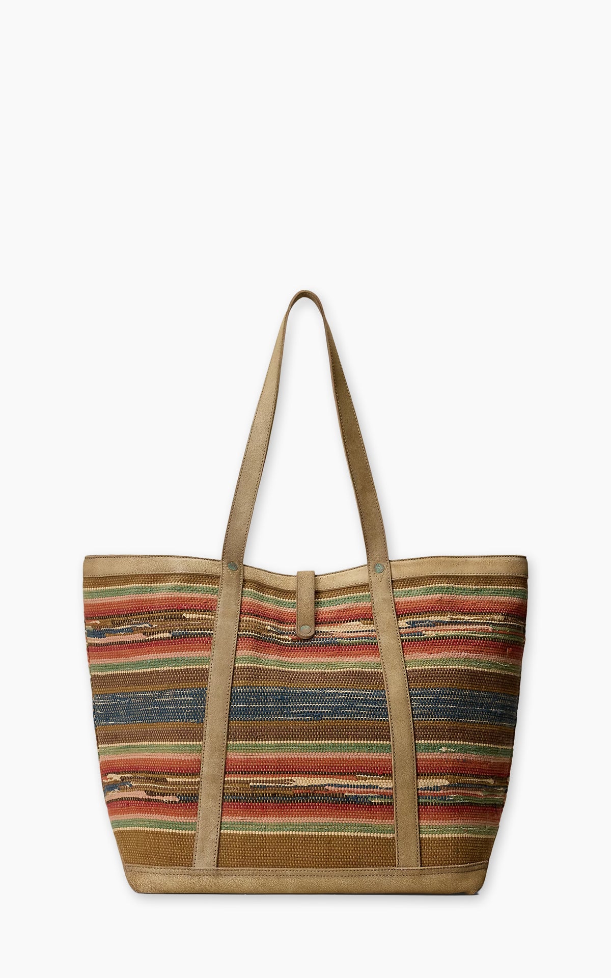 RRL Suede-Trim Handwoven Jacquard Tote Multi/Beige