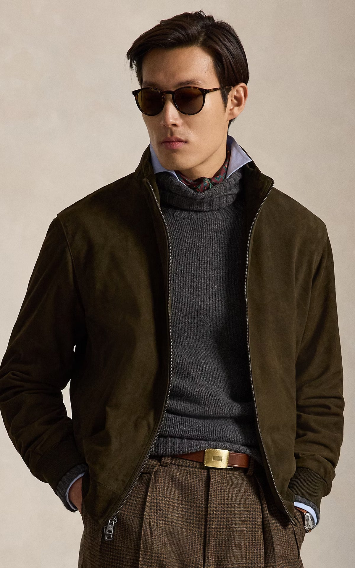Polo Ralph Lauren The Charleton Suede Jacket Myrtle Green