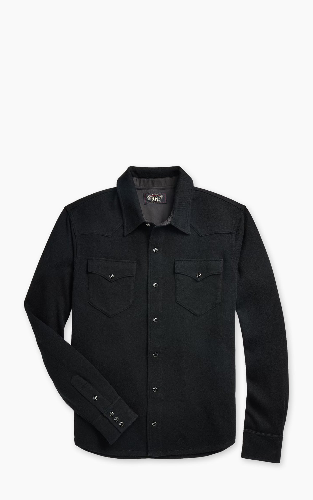 RRL Wool-Cashmere Western Shirt Jumper Black