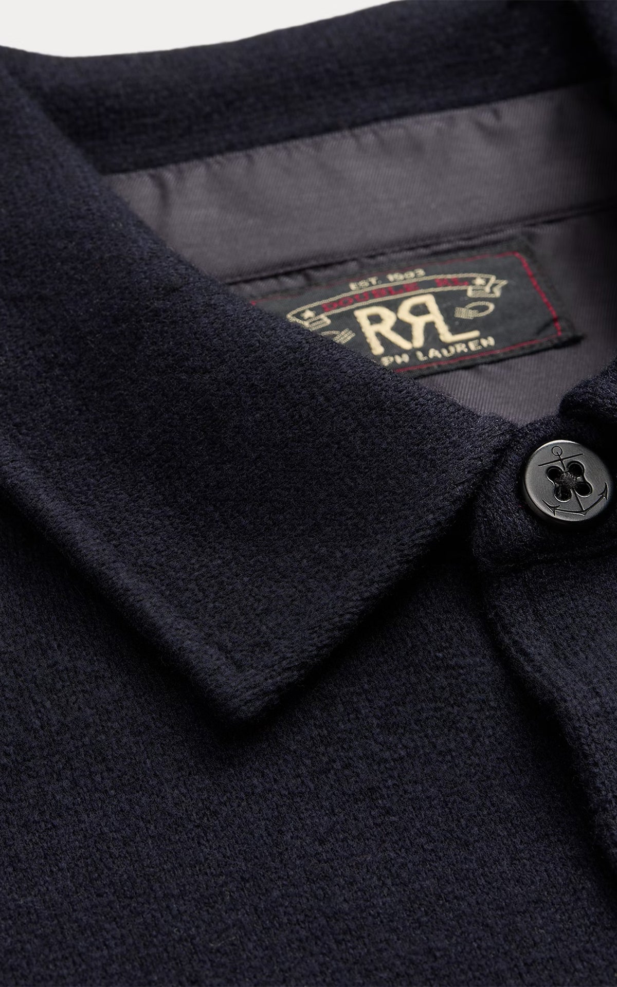RRL Birdseye Jacquard Wool Workshirt Jumper Navy