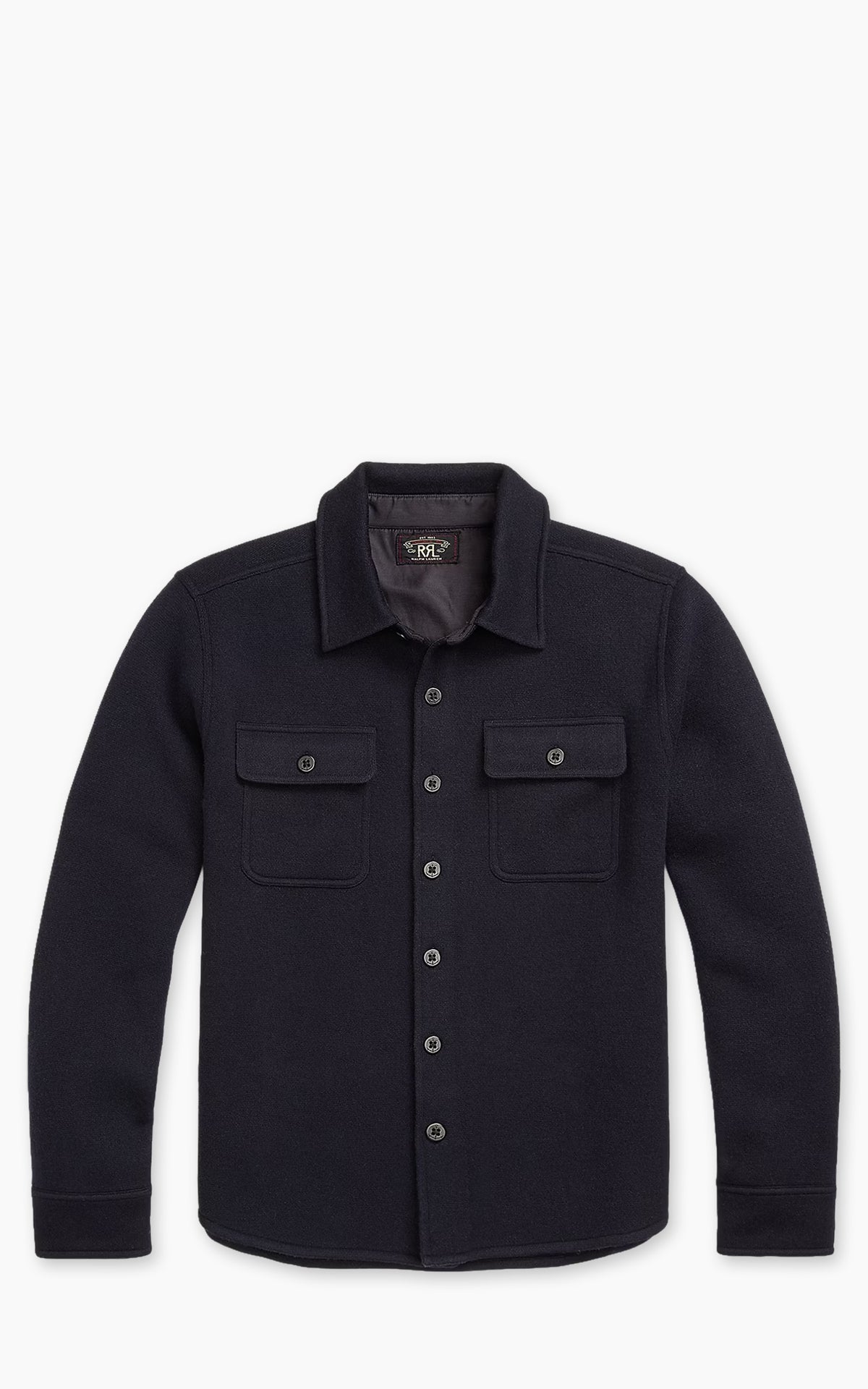 RRL Birdseye Jacquard Wool Workshirt Jumper Navy