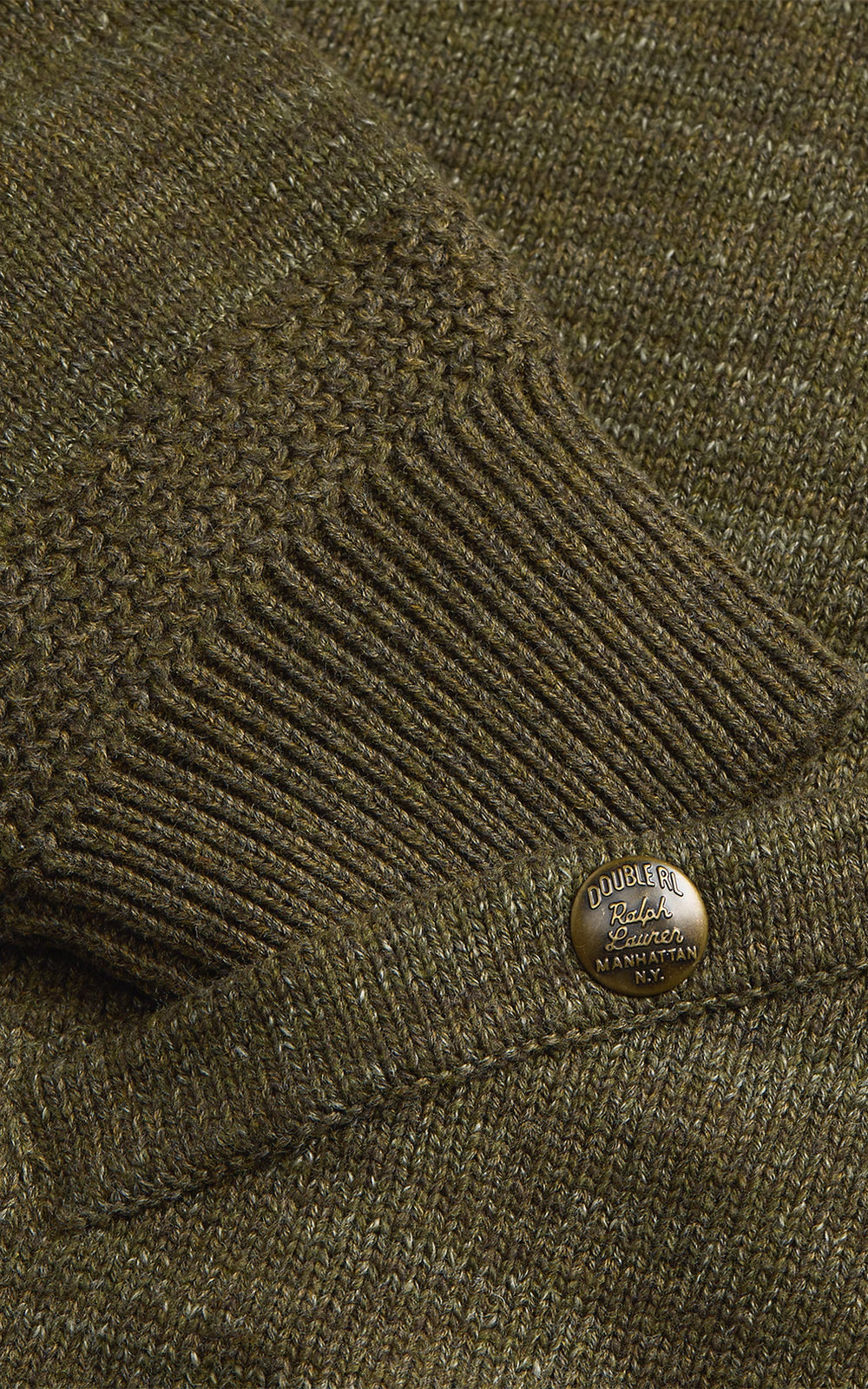 RRL Cotton-Wool Full-Zip Jumper Olive Heather