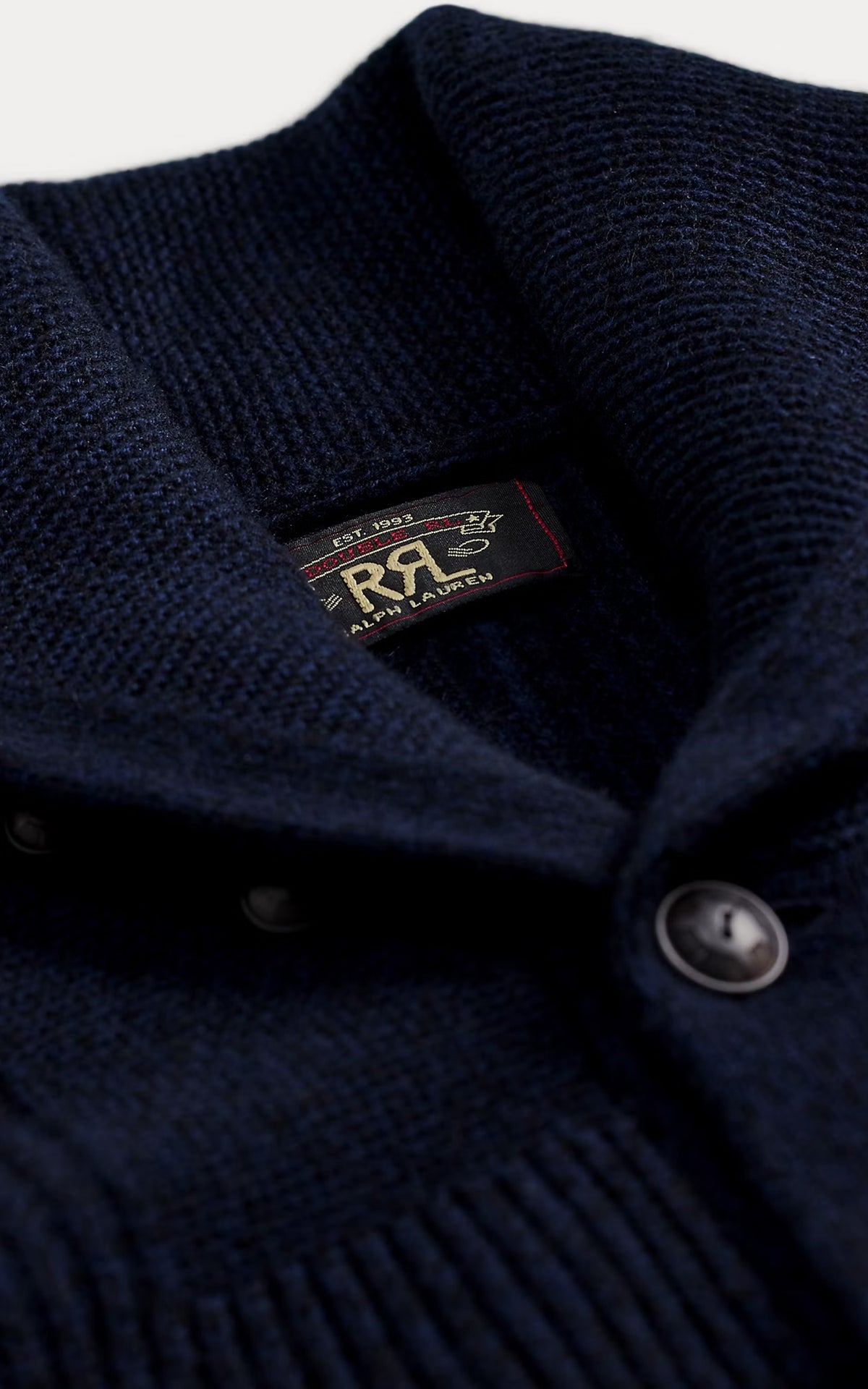 RRL Cashmere Shawl-Collar Cardigan Navy Heather