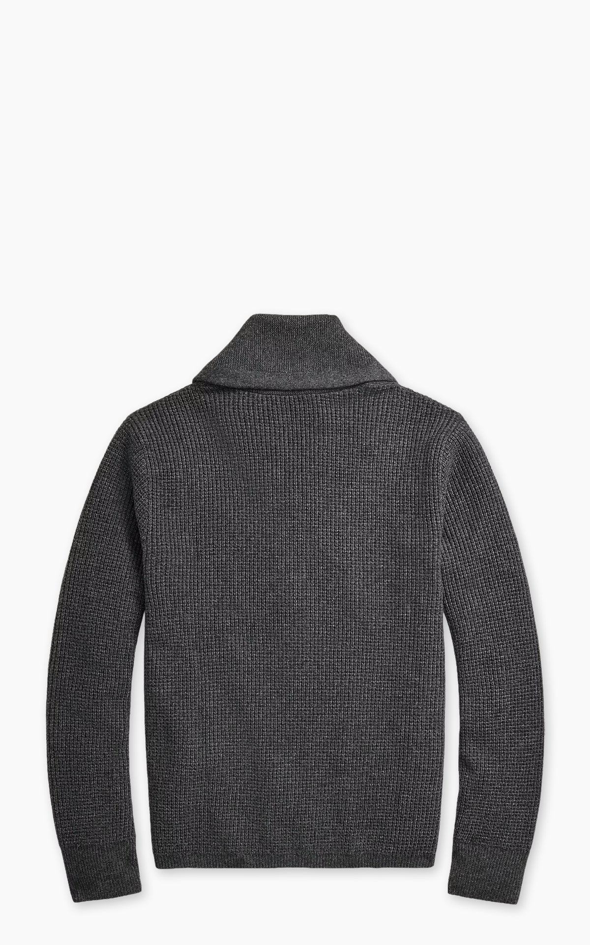 RRL Waffle-Knit Cashmere Shawl Cardigan Dark Grey Heather