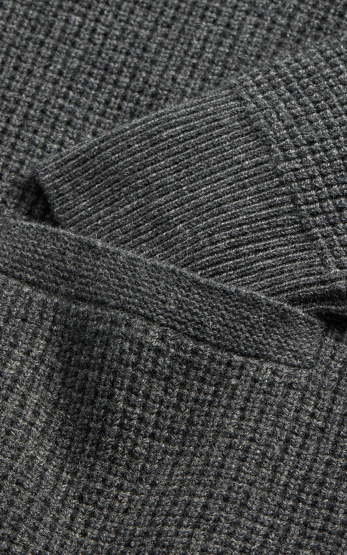 RRL Waffle-Knit Cashmere Shawl Cardigan Dark Grey Heather