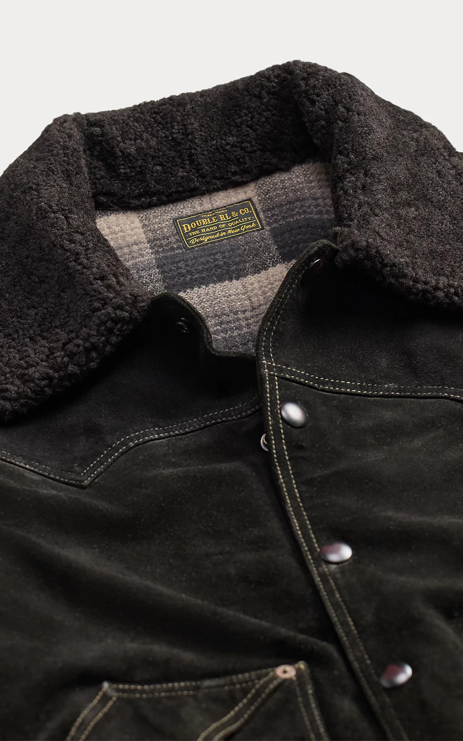 RRL Shearling-Collar Suede Western Jacket Vintage Black