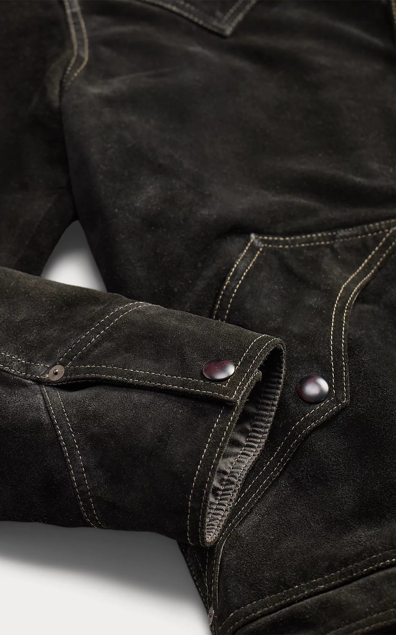 RRL Shearling-Collar Suede Western Jacket Vintage Black