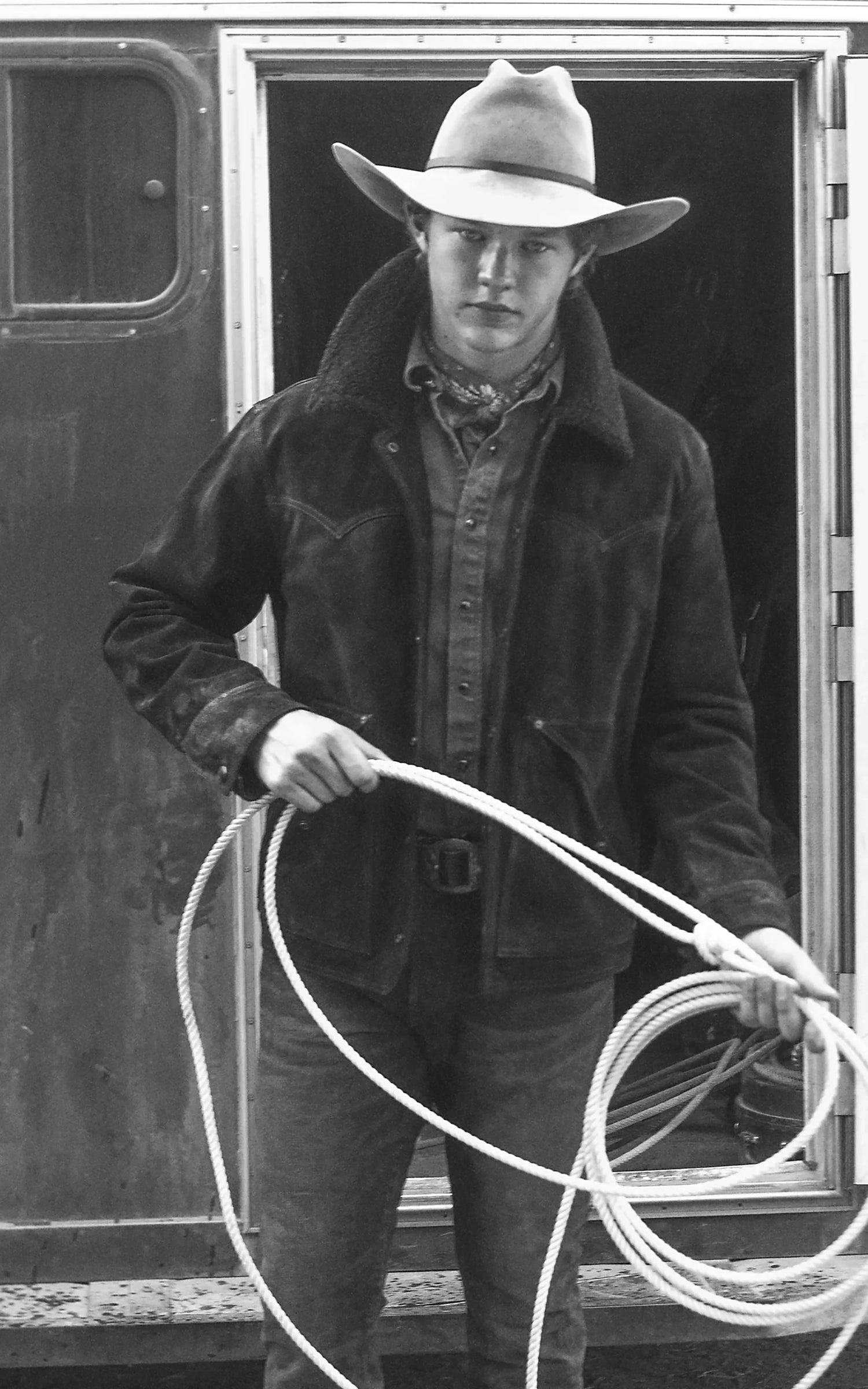 RRL Shearling-Collar Suede Western Jacket Vintage Black