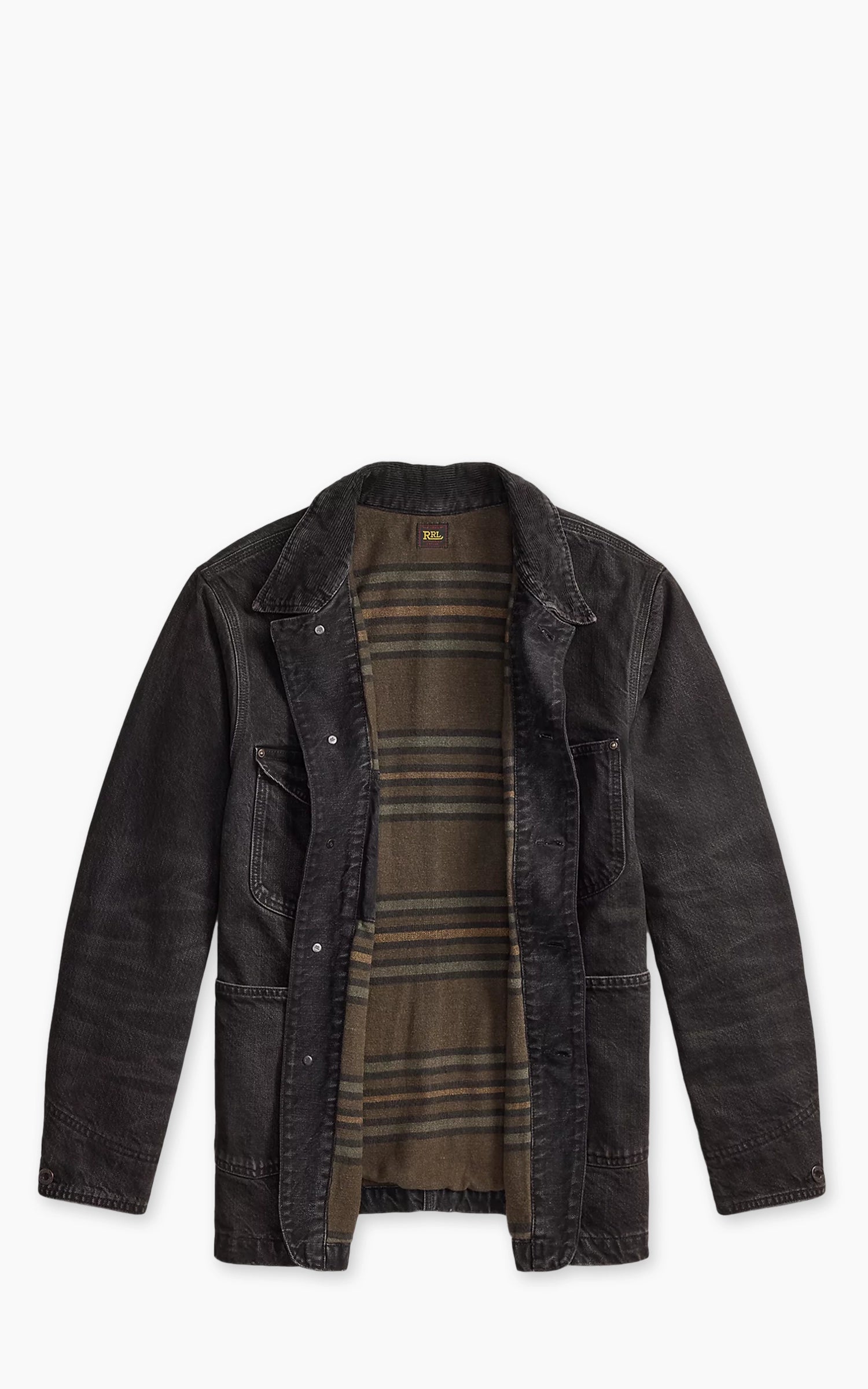 RRL Corduroy-Collar Denim Jacket Black