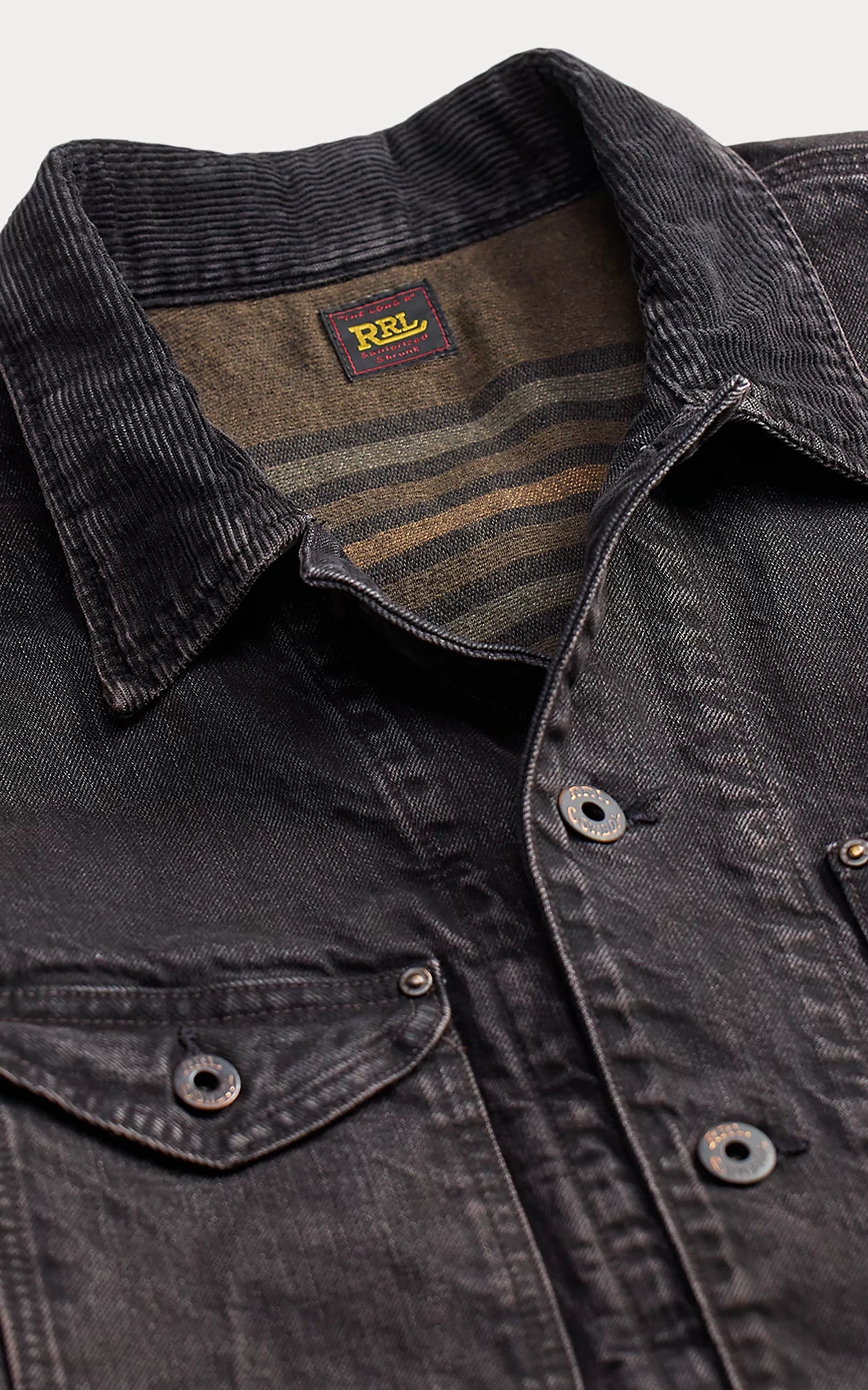 RRL Corduroy-Collar Denim Jacket Black