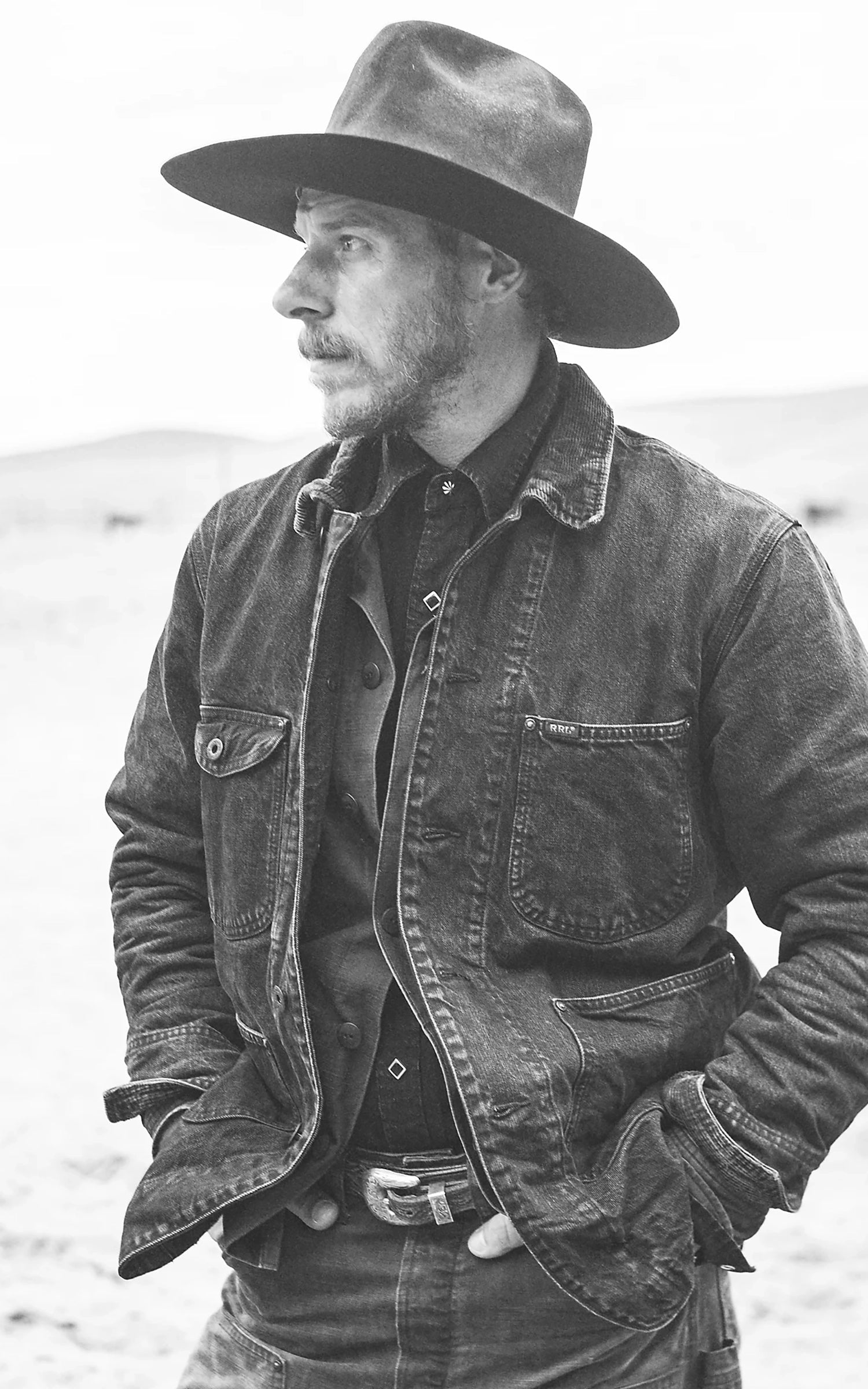 RRL Corduroy-Collar Denim Jacket Black