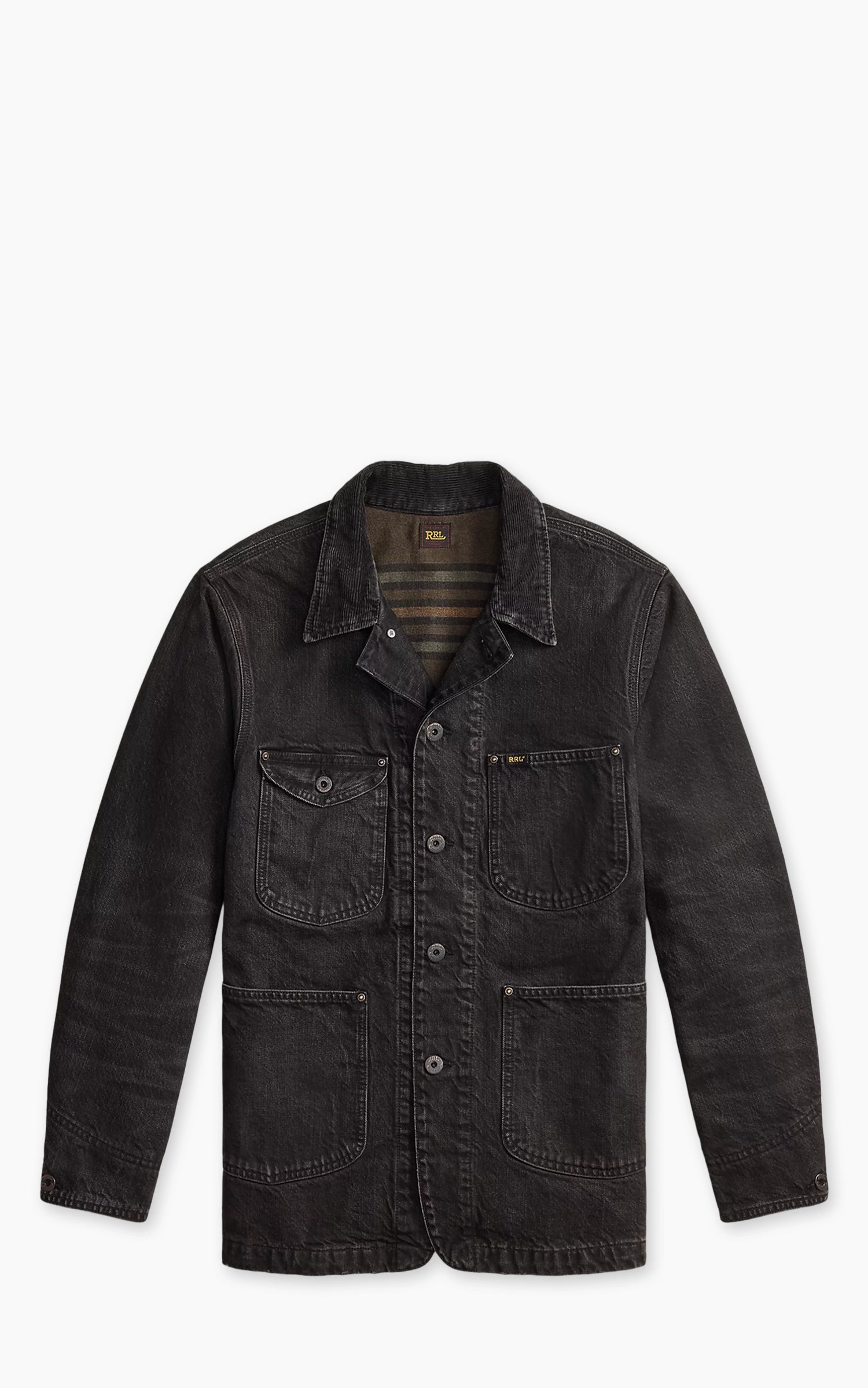 RRL Corduroy-Collar Denim Jacket Black