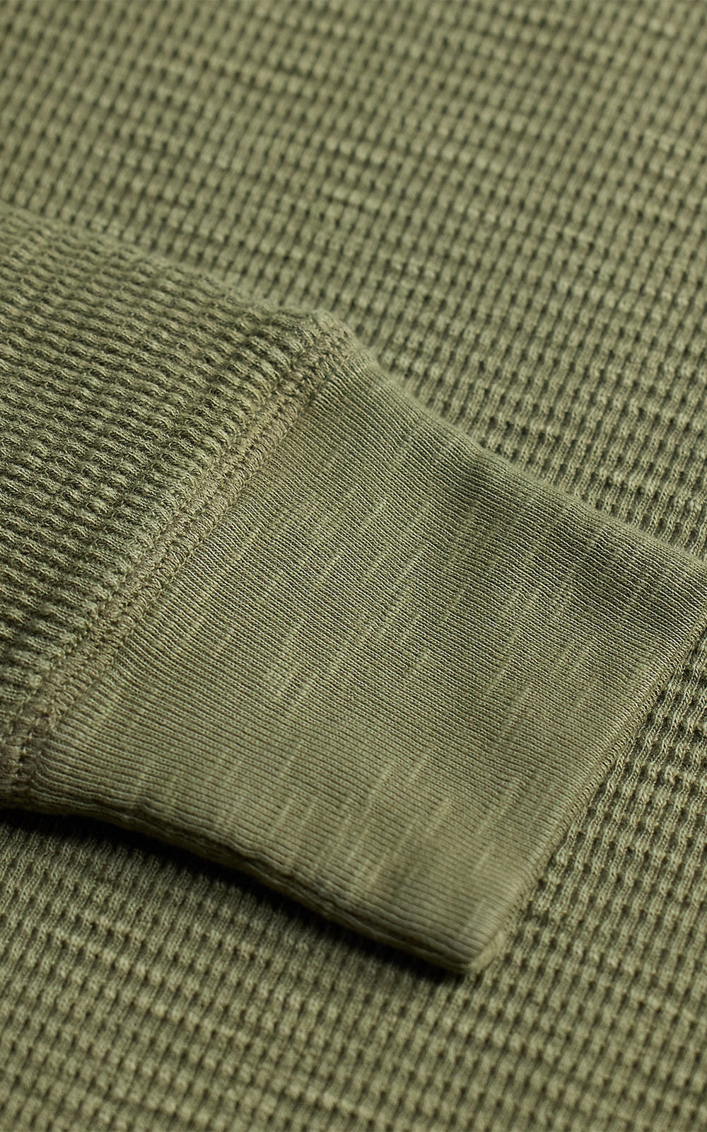 RRL Garment-Dyed Waffle-Knit Henley Shirt Tree Green