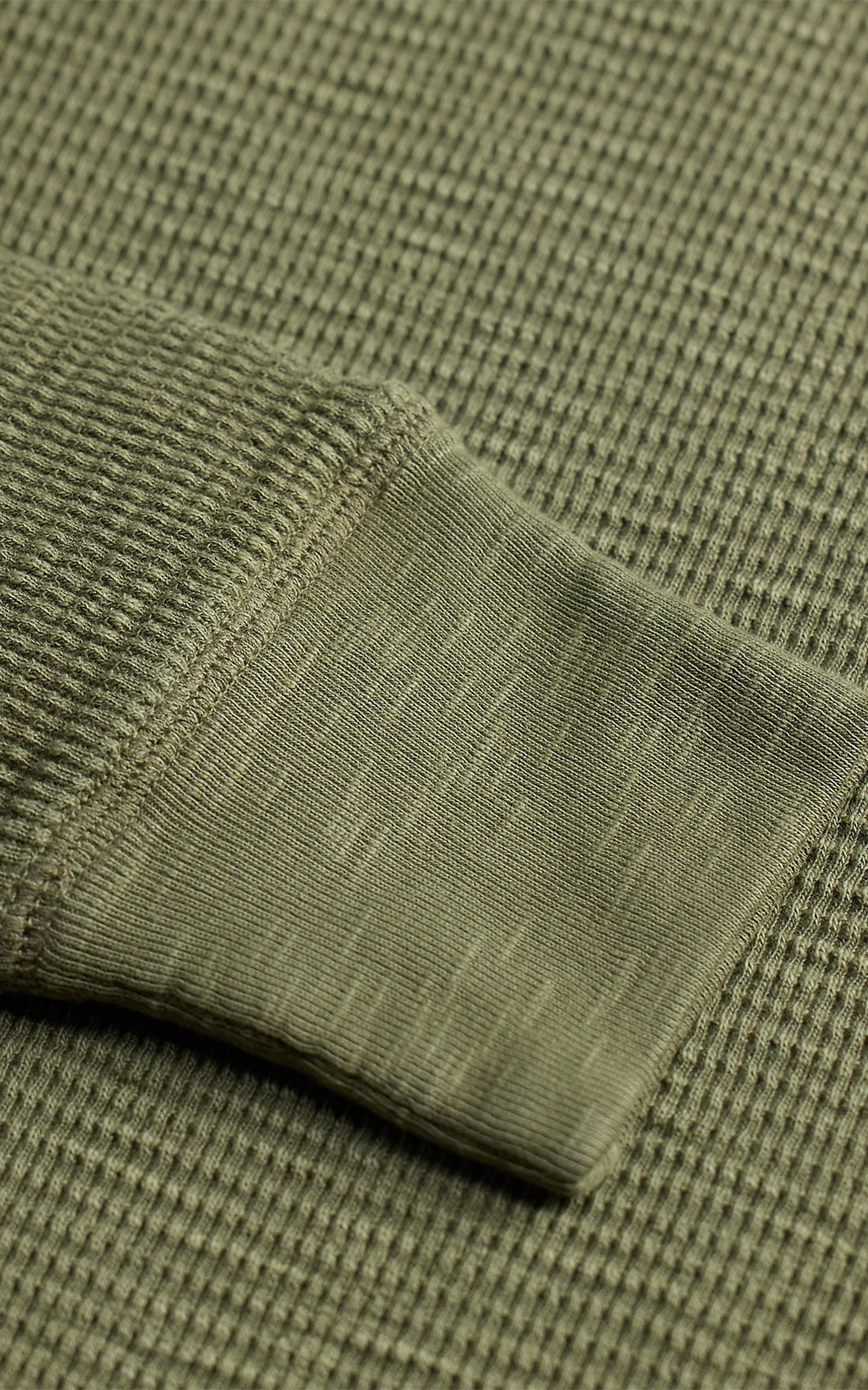 RRL Garment-Dyed Waffle-Knit Henley Shirt Tree Green