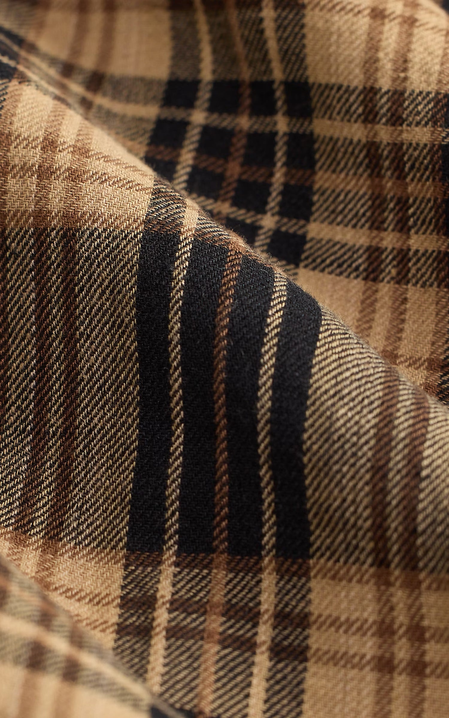 RRL Plaid Cotton-Linen Workshirt Black/Brown/Tan