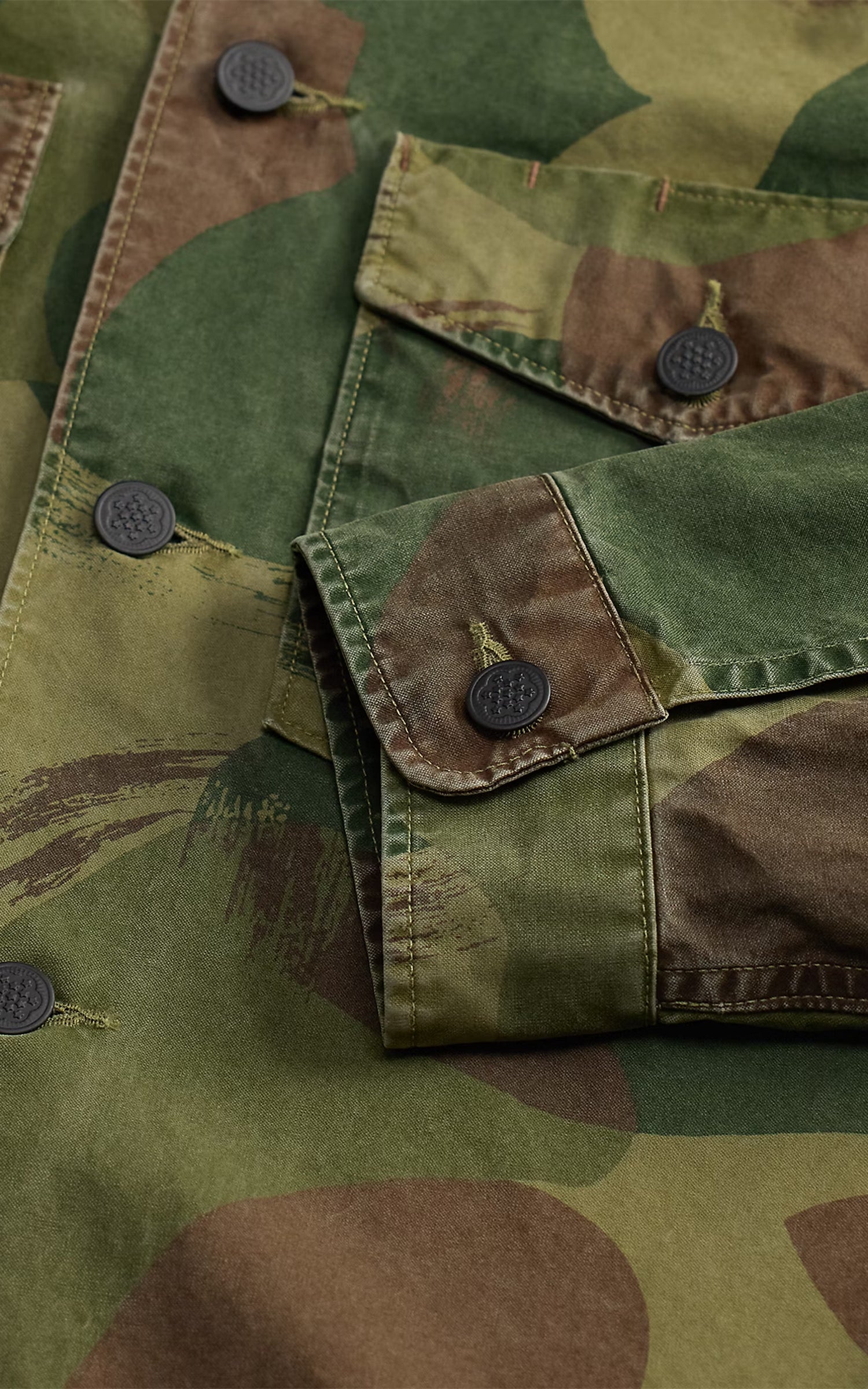 RRL Camo Poplin Overshirt Brush Stroke Camo