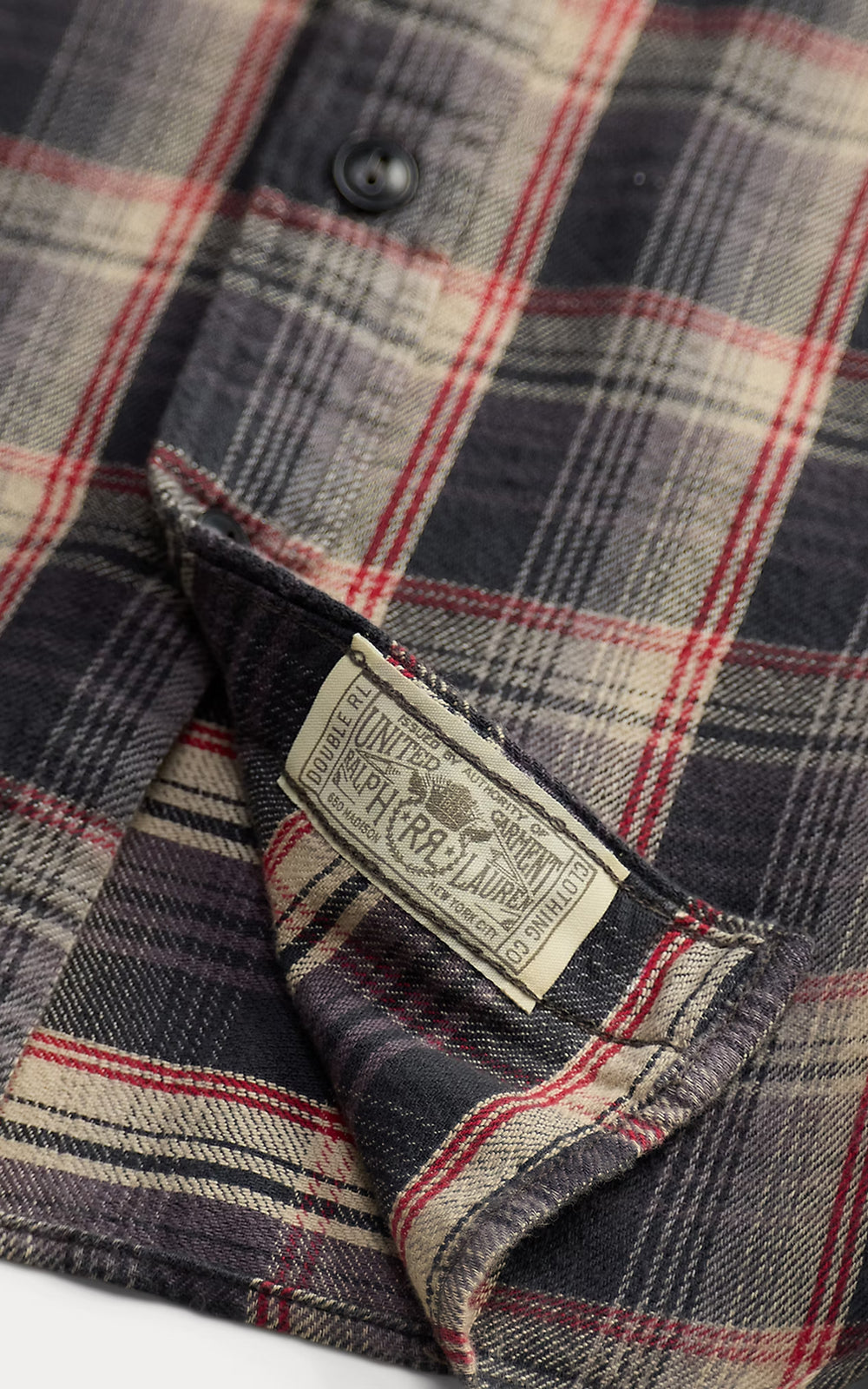 RRL Plaid Twill Workshirt Grey/Red