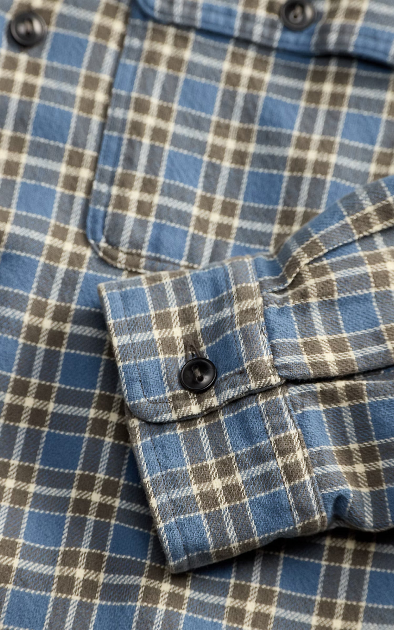 RRL Plaid Twill Camp Shirt Blue/Grey
