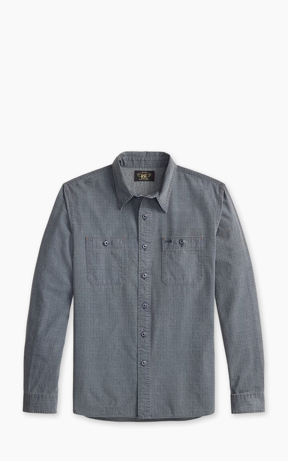 RRL Check-Print Woven Workshirt Blue/Navy