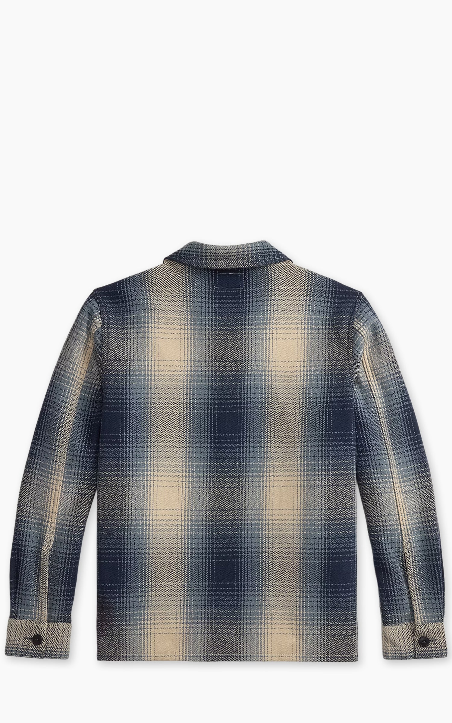 RRL Plaid Wool Twill Overshirt Blue/Cream