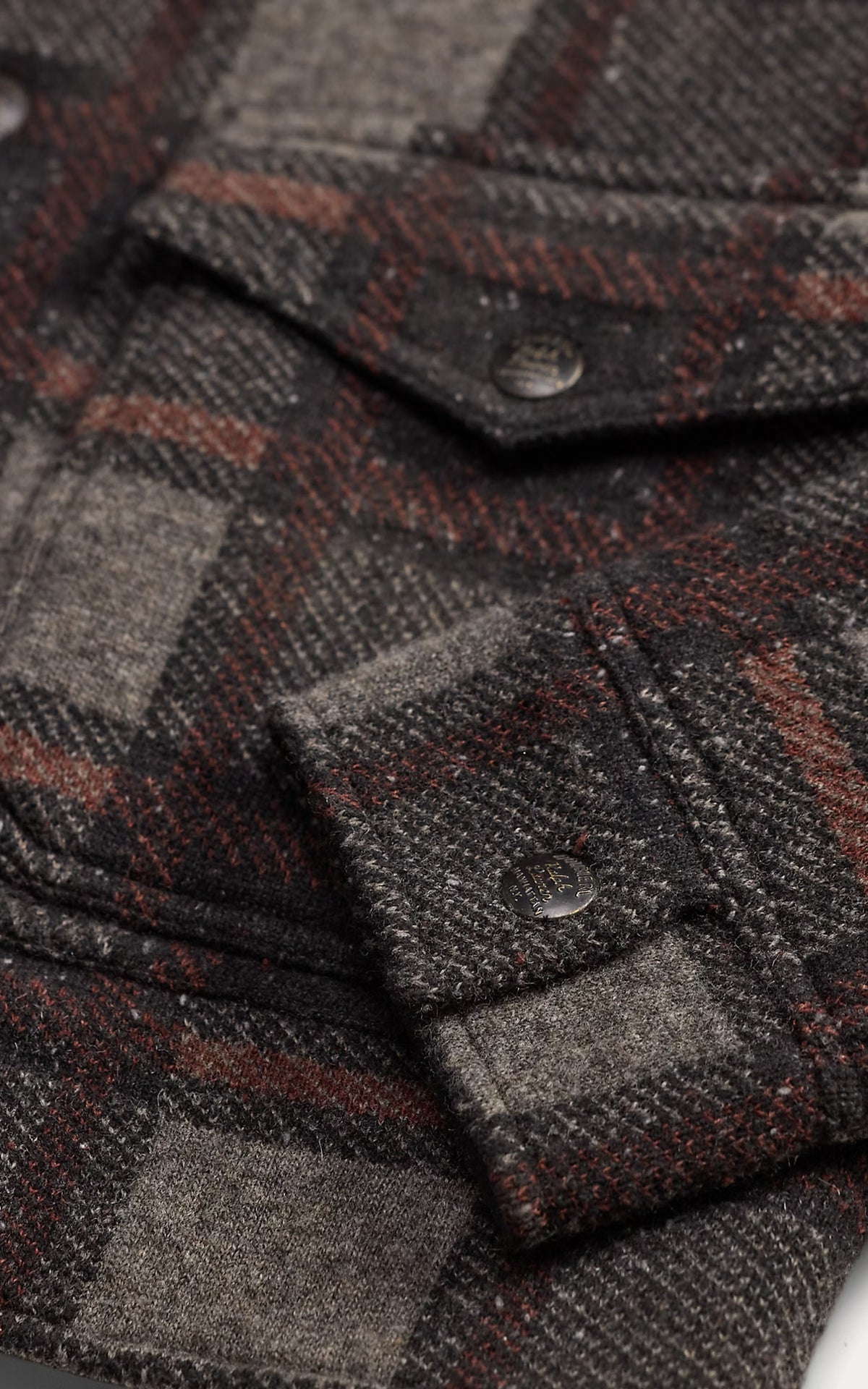 RRL Plaid Wool Cardigan Grey Multi
