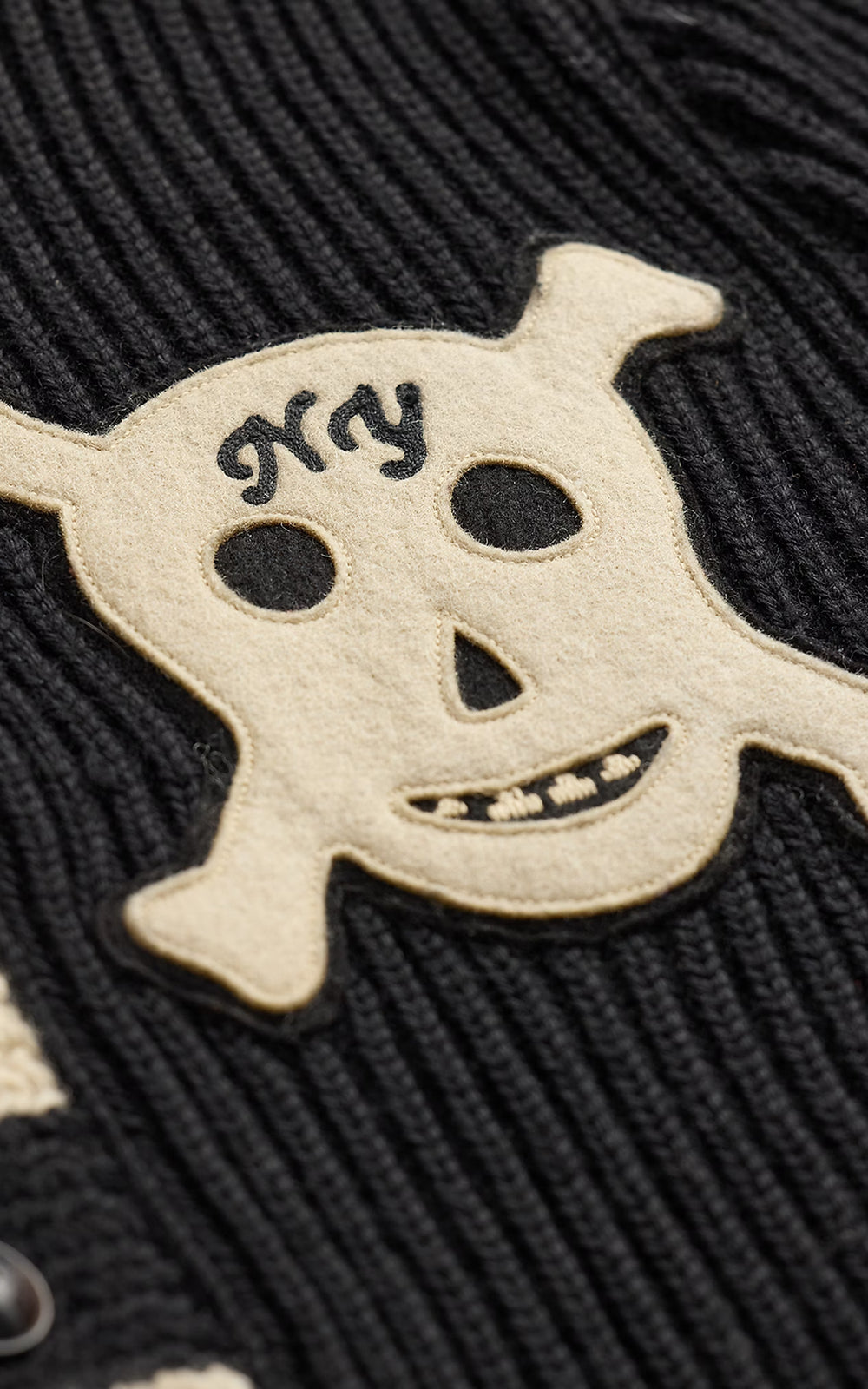 RRL Skull-Patch Wool Shawl Cardigan Black/Cream