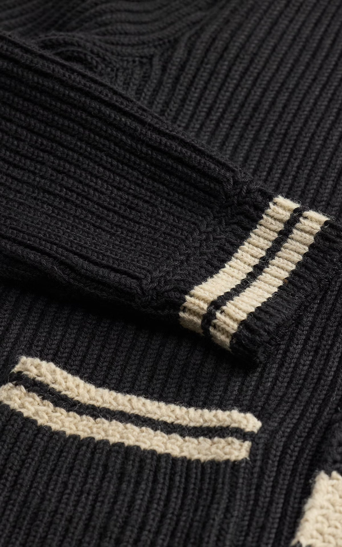 RRL Skull-Patch Wool Shawl Cardigan Black/Cream