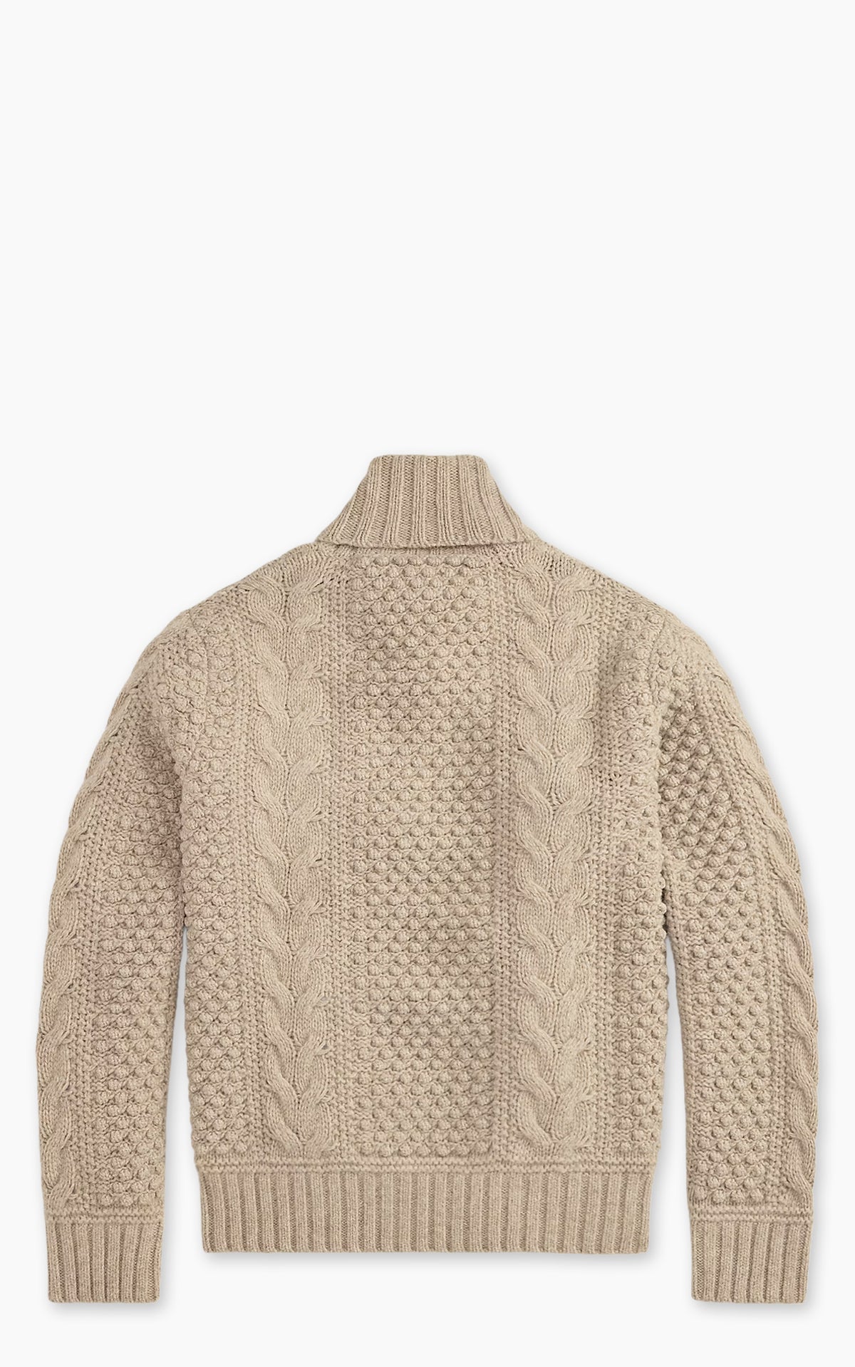 Cable-Knit Wool Shawl Jumper Cream Marl