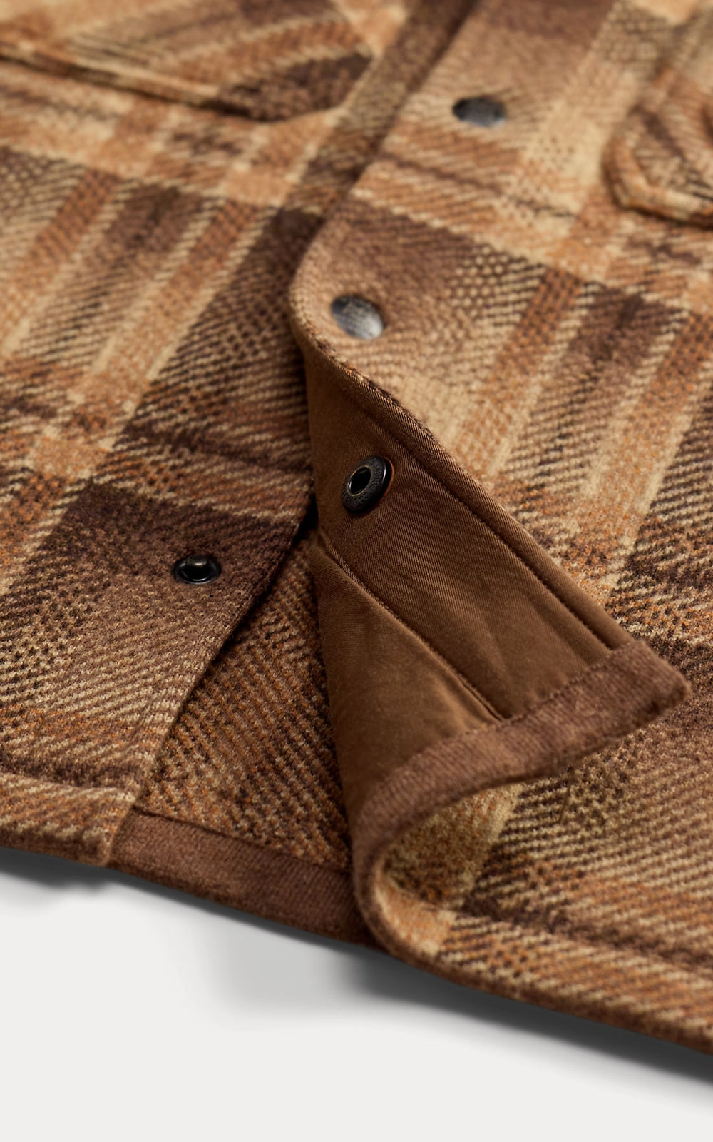 RRL Plaid Wool Workshirt Jumper Tan/Rust Multi