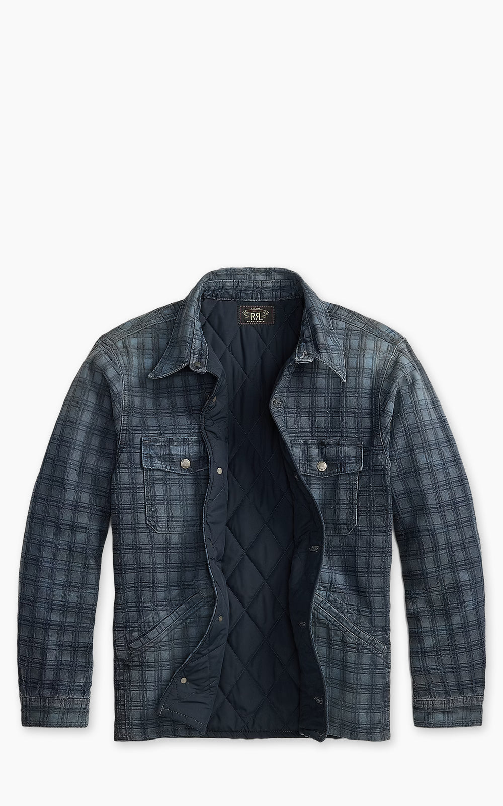 RRL Indigo Plaid Jacquard Denim Jacket Holland Wash