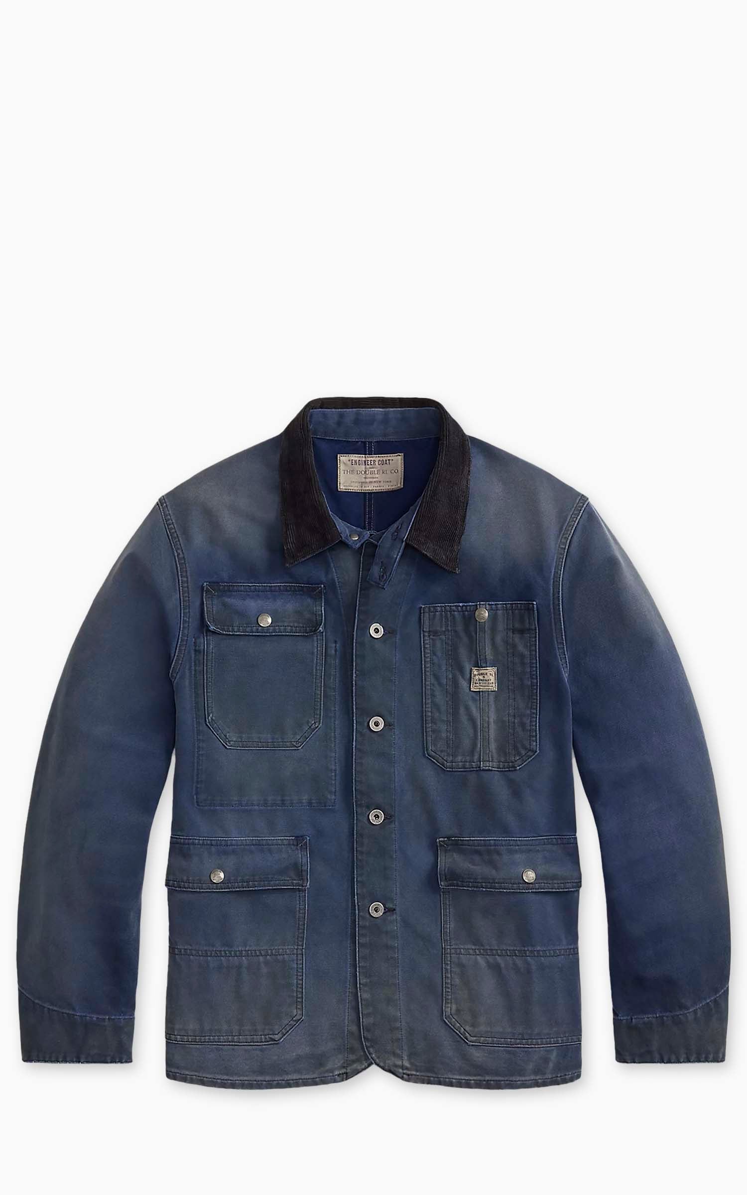 RRL Corduroy-Collar Canvas Jacket Bleached Navy
