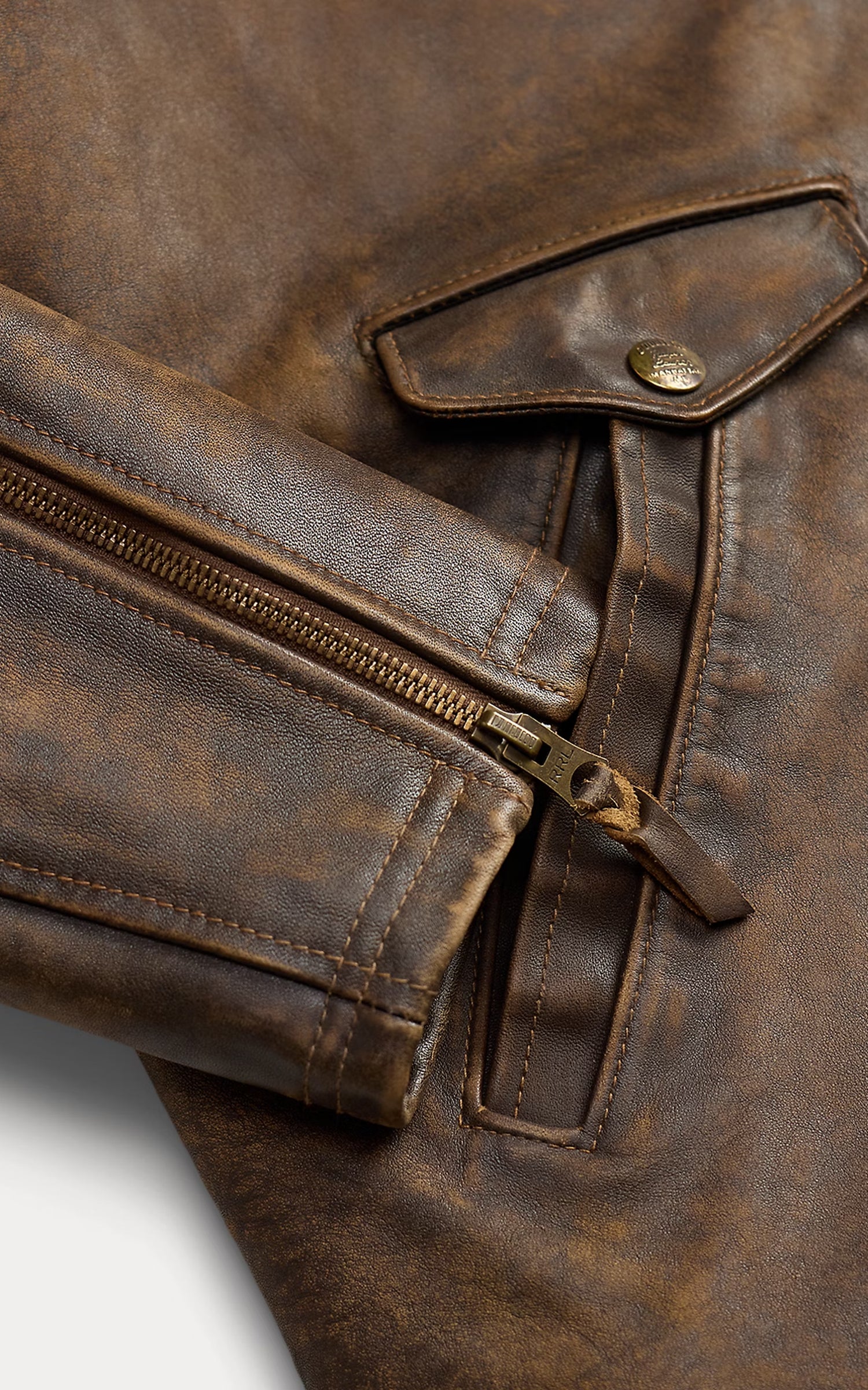 RRL Newsboy-Style Leather Jacket Vintage Brown