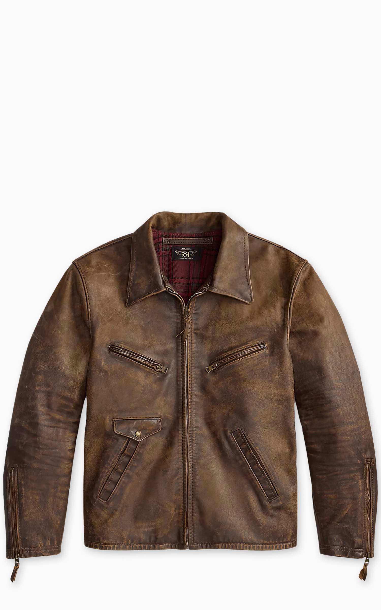 RRL ブラウンキャスケット レザー風 L/XL RRL Newsboy-Style Leather Jacket Vintage Brown