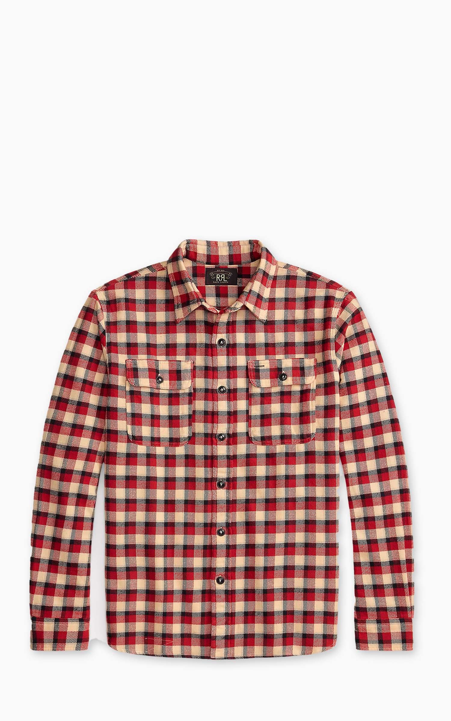 RRL Plaid Twill Workshirt Red/Cream