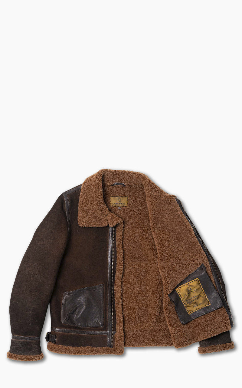 Shangri-La Heritage Aviatore B-3 Shearling Leather Jacket Castagno