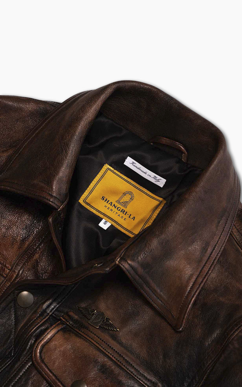 Shangri-La Heritage Terracotta Leather Jacket Bruciato