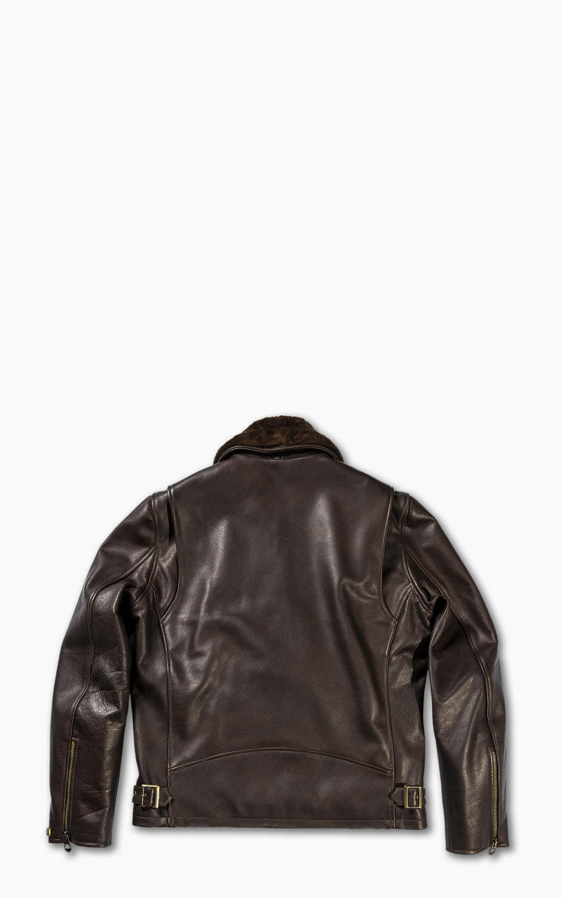 Shangri-La Heritage Varenne Fur Collar Leather Jacket Brown