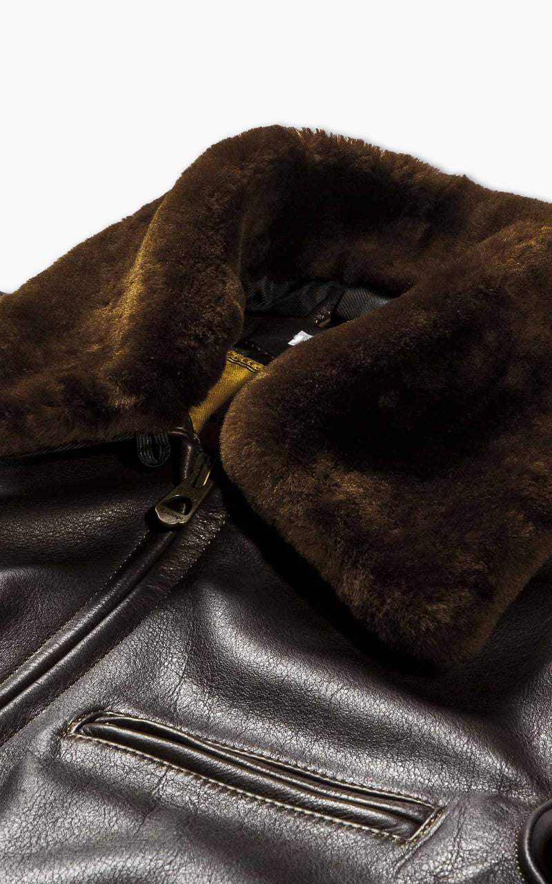 Shangri-La Heritage Varenne Fur Collar Leather Jacket Brown