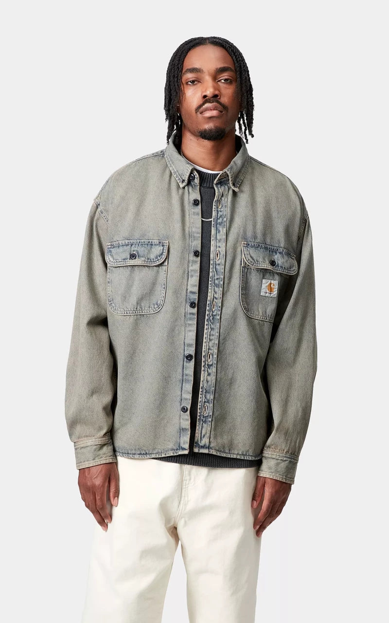 Carhartt WIP Tigan Shirt Jac Garment Dyed Blue/Leather