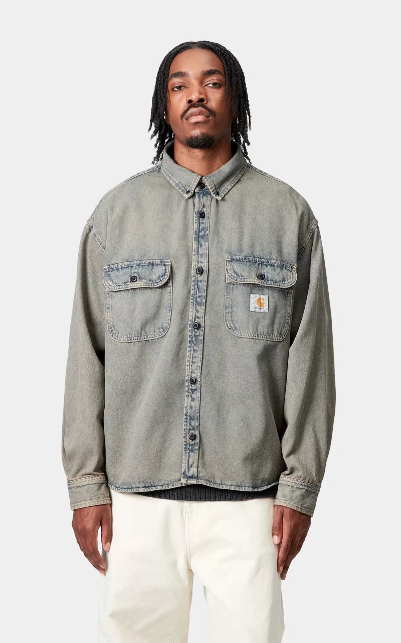 Carhartt WIP Tigan Shirt Jac Garment Dyed Blue/Leather