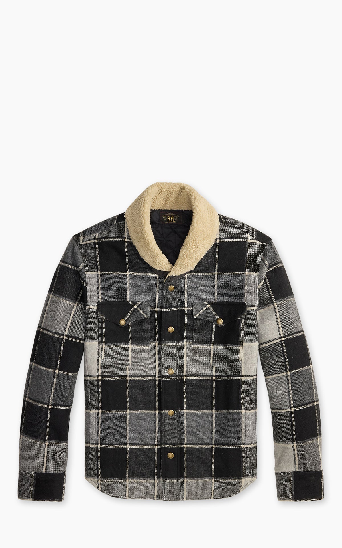 RRL Western Plaid Twill Overshirt Grey/Black