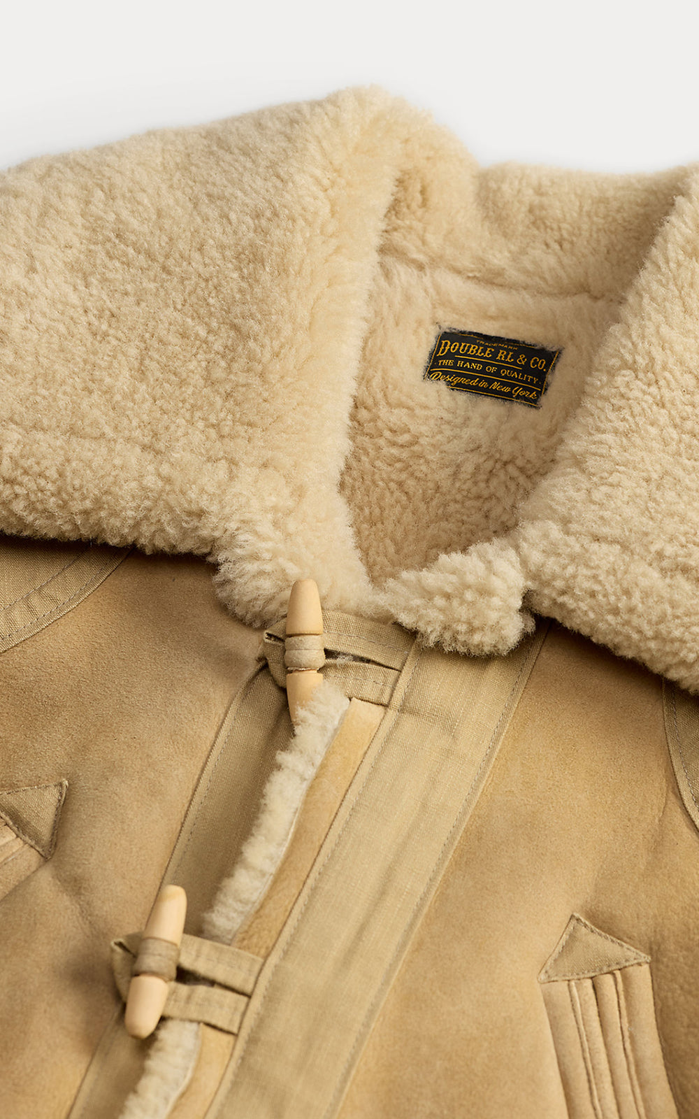 RRL Shearling Toggle Coat Vintage Cream